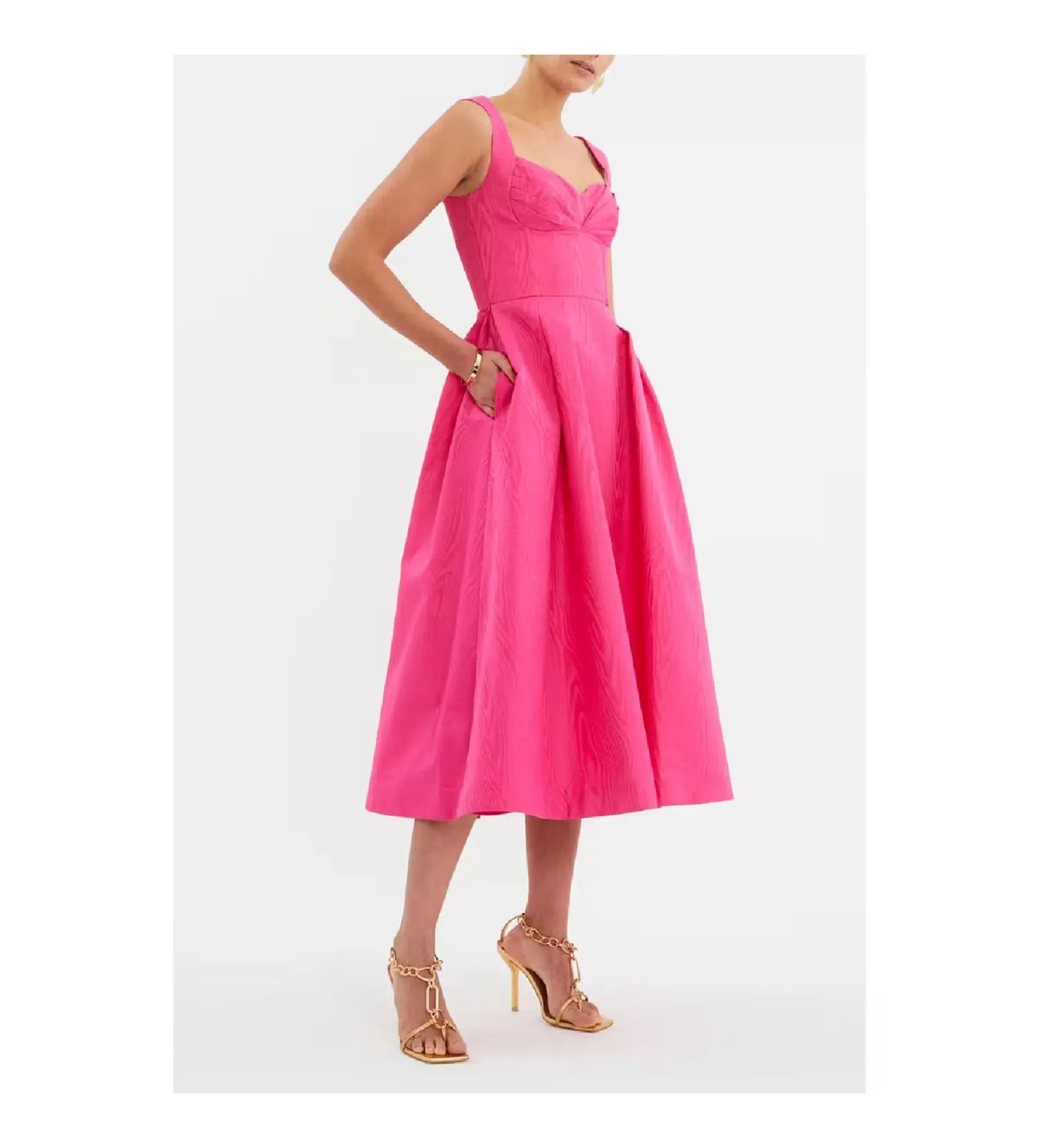 Rebecca Vallance Lyla Midi Dress Hot Pink Size 14 AU - Image 3
