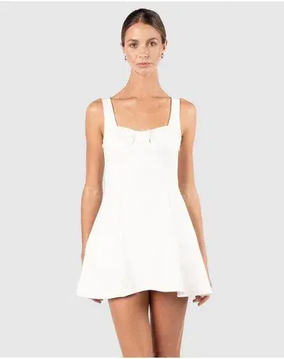 One Fell Swoop Kiku Bow Mini Dress in White Size AU 10 - Image 1