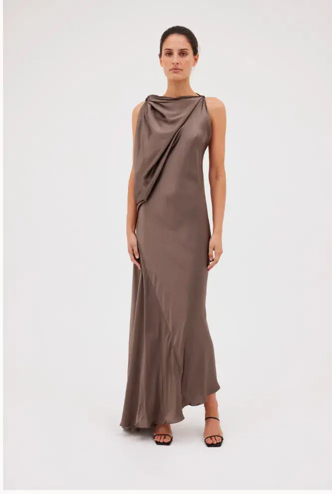 Bianca Spender Bronze Silk Roma Gown Size AU 12 - Image 1