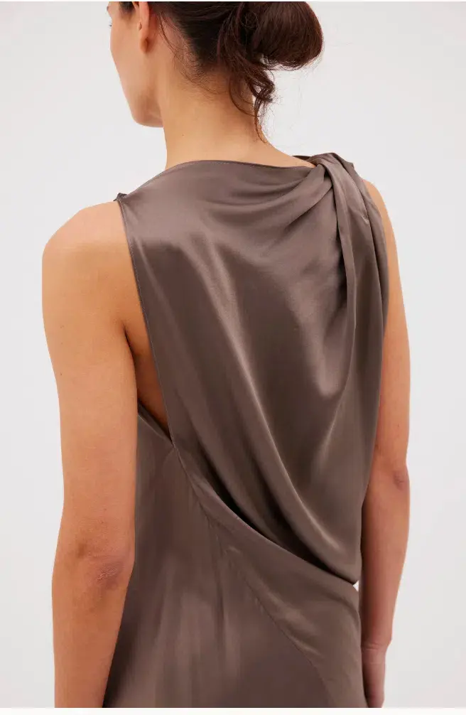 Bianca Spender Bronze Silk Roma Gown Size AU 12 - Image 3