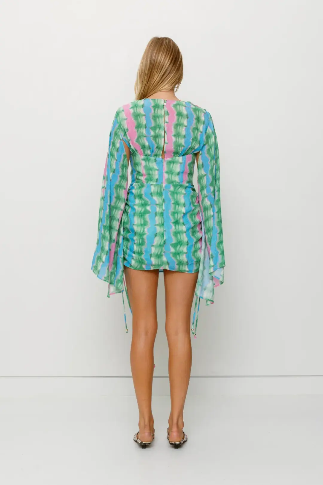 The Wolf Gang Zoya Mini Dress Tie Dye Stripe Size AU 8 for rent on The Volte - main image