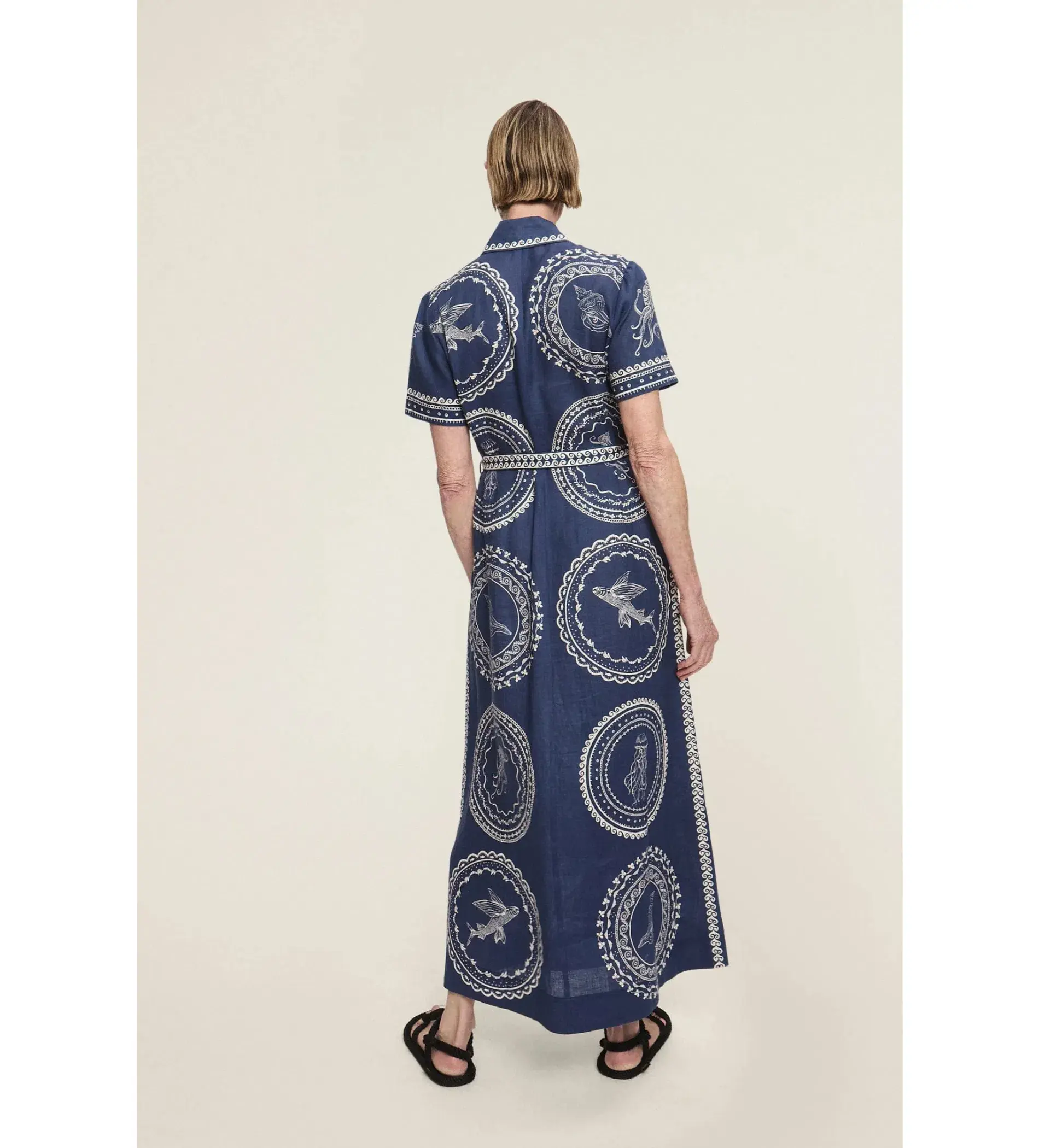 Alemais Oceane Linen Shirtdress in Navy Size L / AU 12 - Image 3