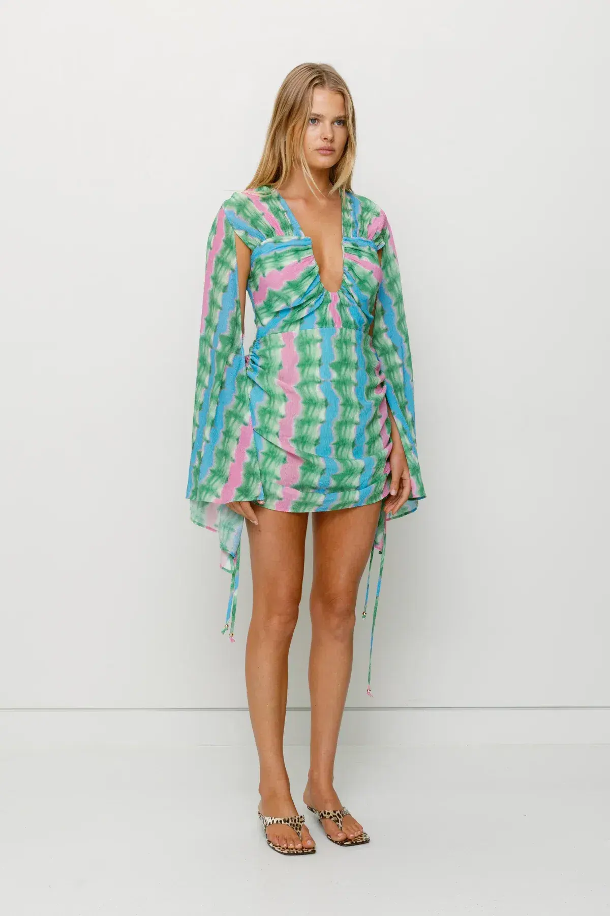 The Wolf Gang Zoya Mini Dress Tie Dye Stripe Size 12 - Image 2