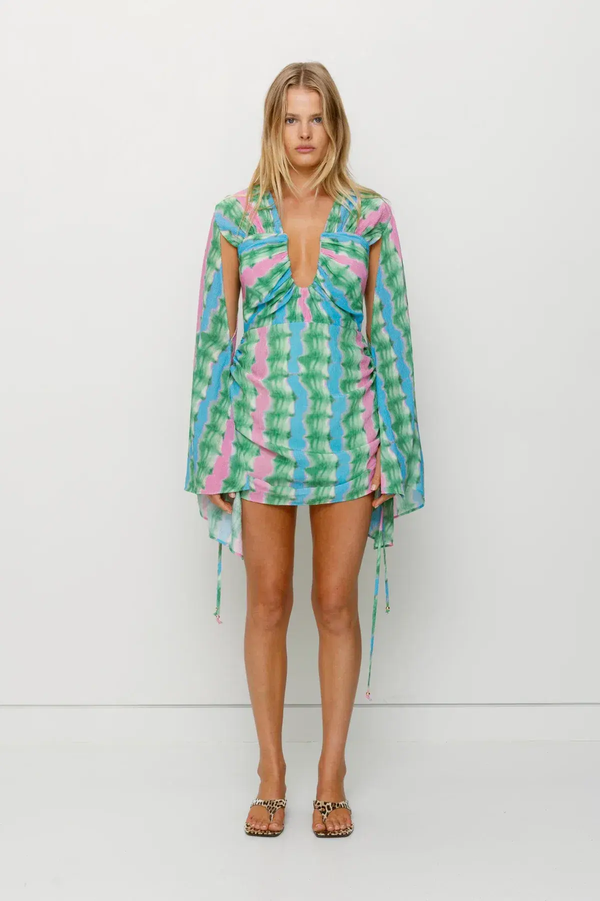 The Wolf Gang Zoya Mini Dress Tie Dye Stripe Size 12 - Image 1