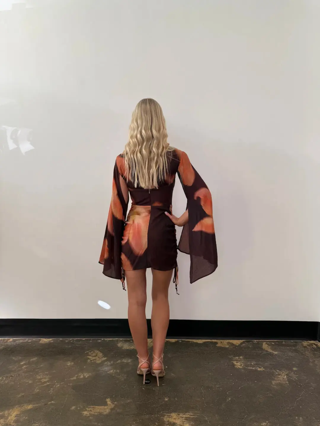 The Wolf Gang Zoya Mini Dress Cocoa Flower Size 8 for rent on The Volte - main image