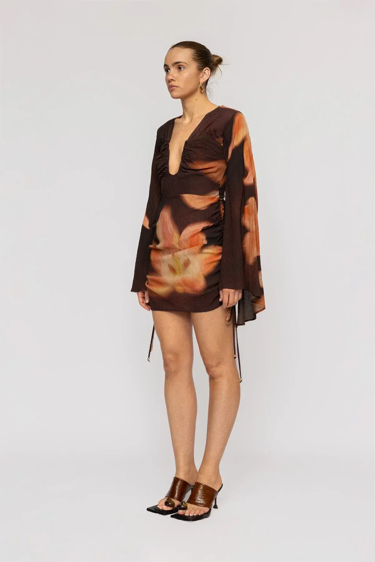 The Wolf Gang Zoya Mini Dress in Cocoa flower Size AU 12 - Image 2