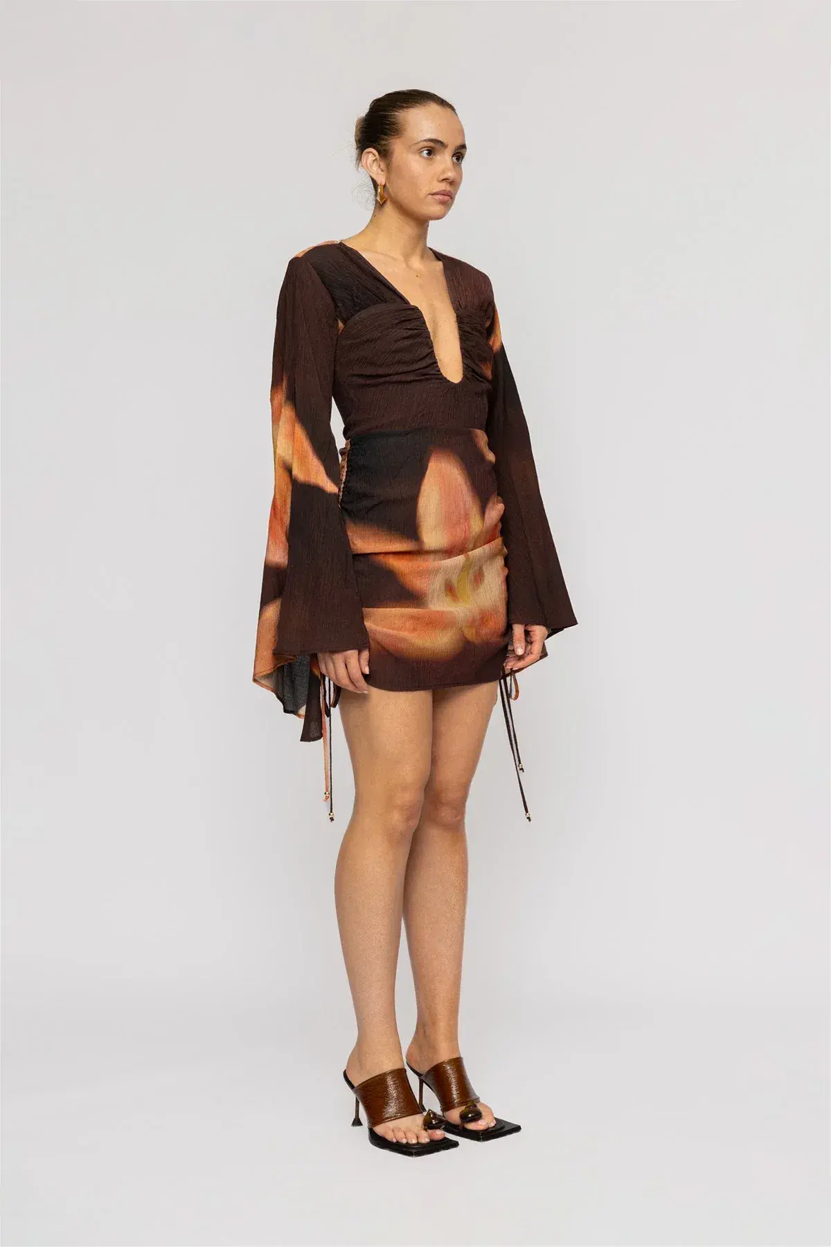 The Wolf Gang Zoya Mini Dress in Cocoa flower Size AU 12 - Image 3