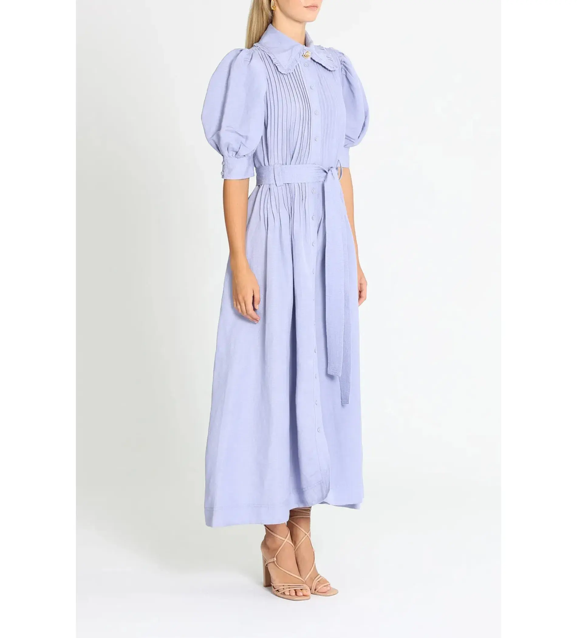 Aje Madeleine Belted Midi Dress in Lilac Size 10/M - Image 2