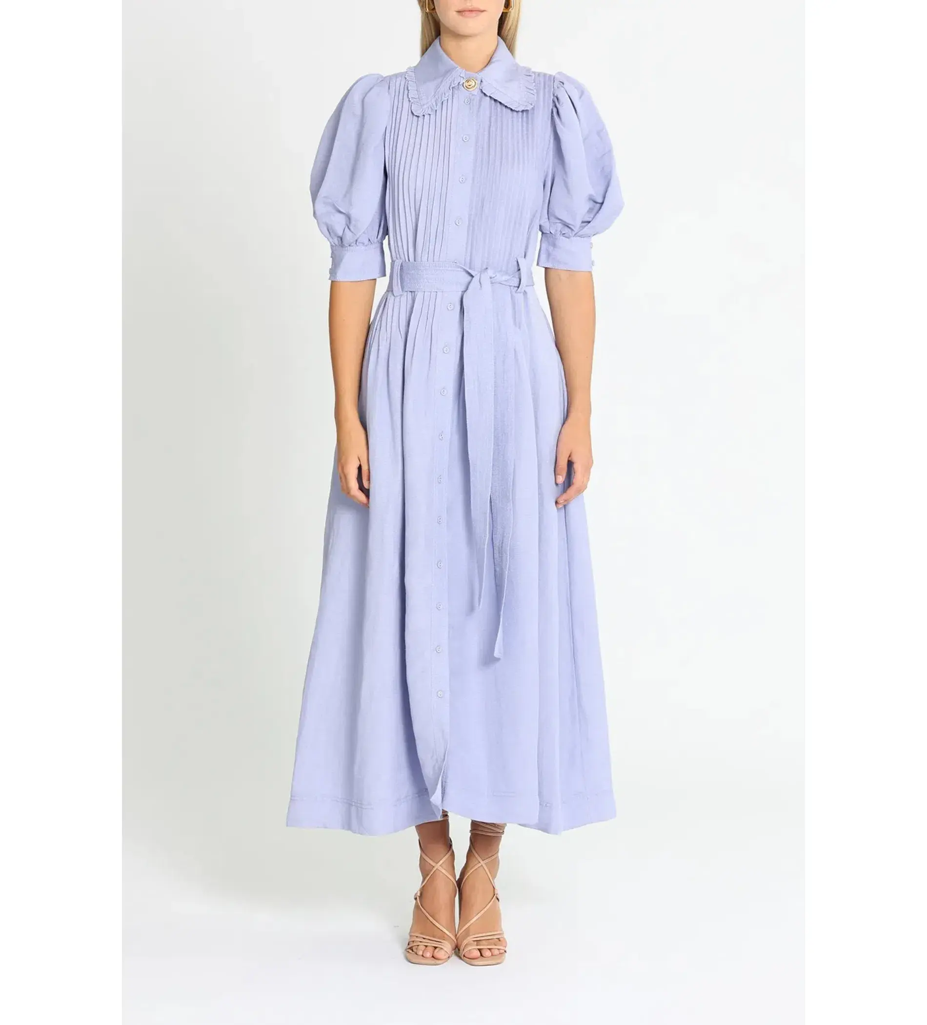 Aje Madeleine Belted Midi Dress in Lilac Size 10/M - Image 1