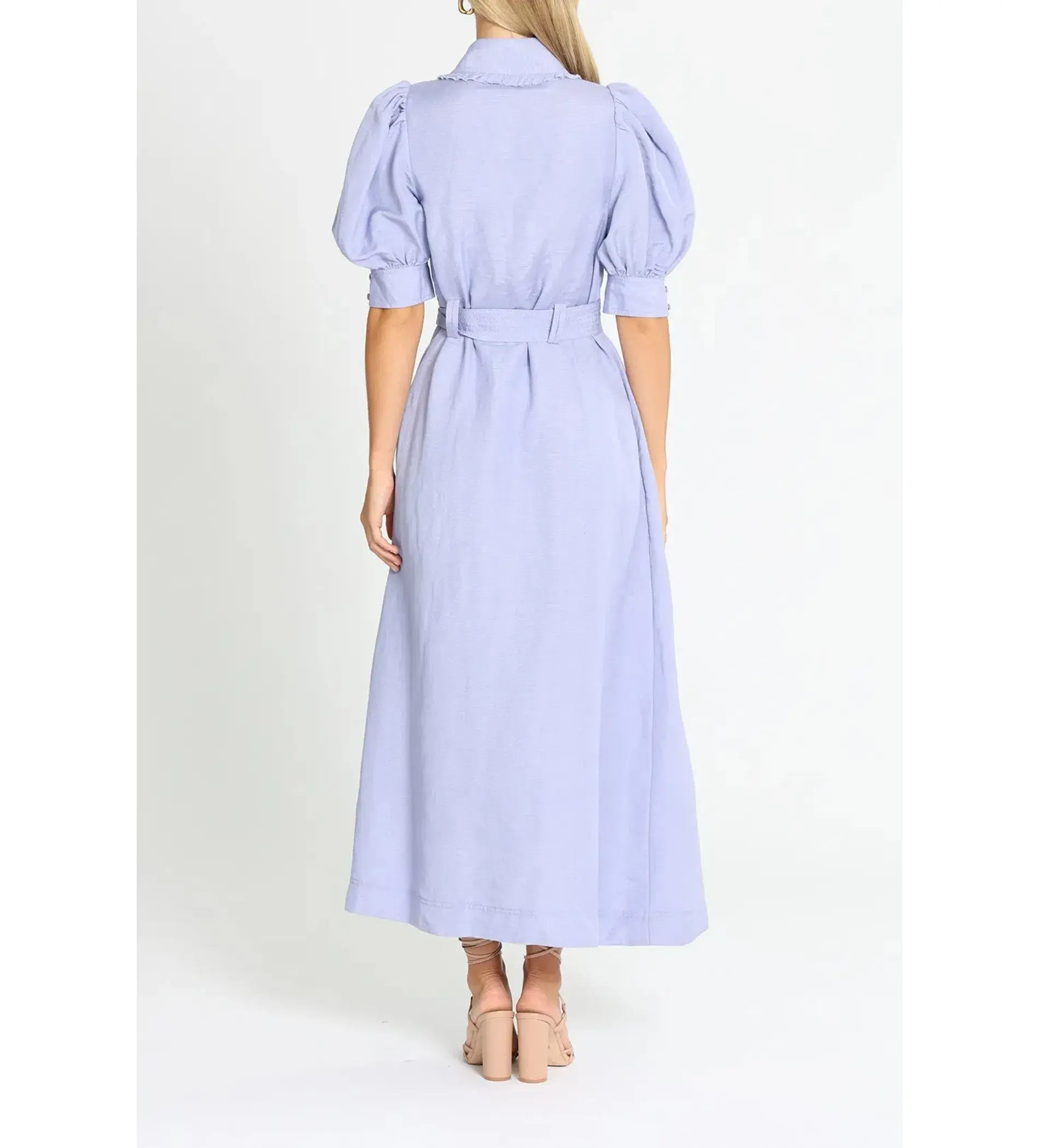 Aje Madeleine Belted Midi Dress in Lilac Size 10/M - Image 3