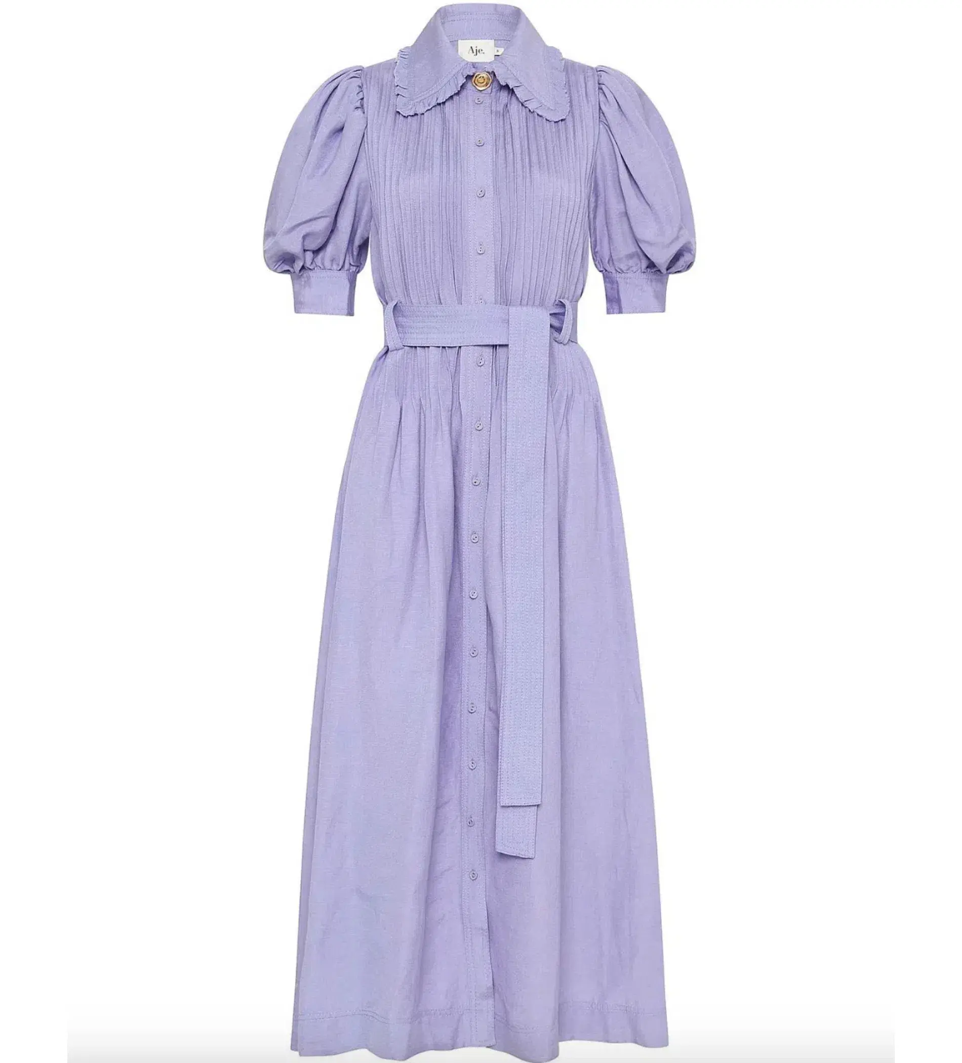 Aje Madeleine Belted Midi Dress in Lilac Size 10/M - Image 4