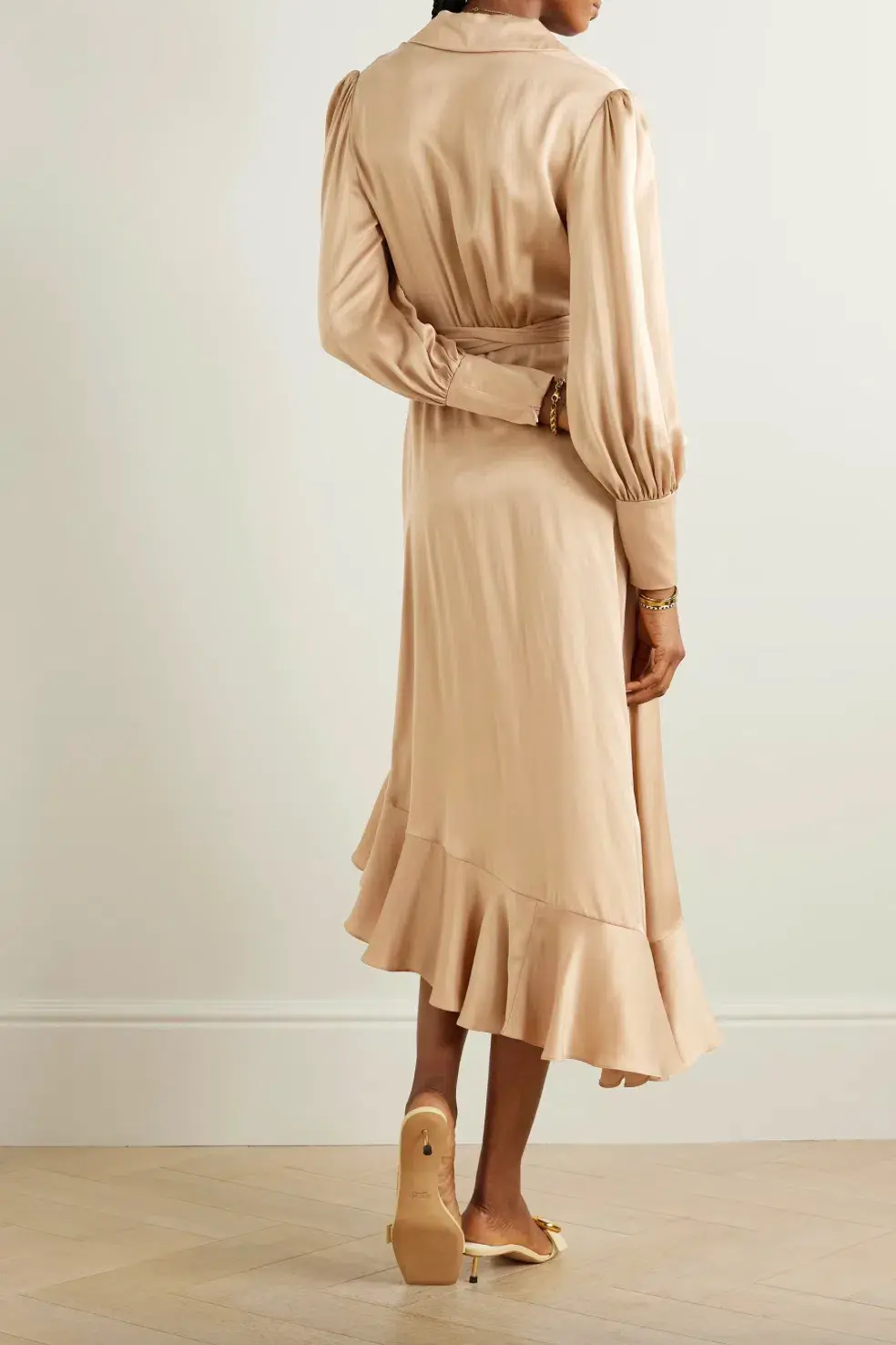 Zimmermann Silk Wrap Midi Dress Beige Size 3/AU 14 - Image 2