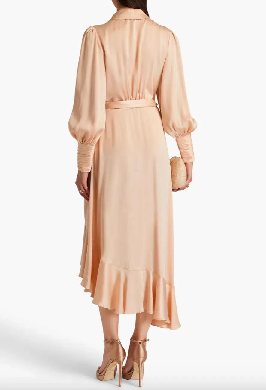 Zimmermann Silk Wrap Midi Dress Blush Size 3 / AU 14 - Image 2