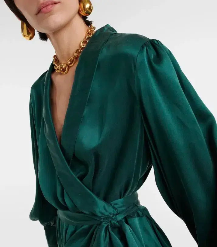 Zimmermann Silk Wrap Midi Dress - Green - Size 3 - Image 2