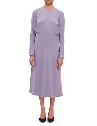 Victoria Beckham Dolman Midi Dress with Blouson Bodice Purple Size 16 for rent on The Volte - main image