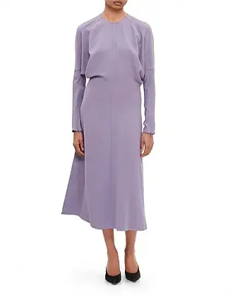 Victoria Beckham Dolman Midi Dress with Blouson Bodice Purple Size 16 for rent on The Volte - main image