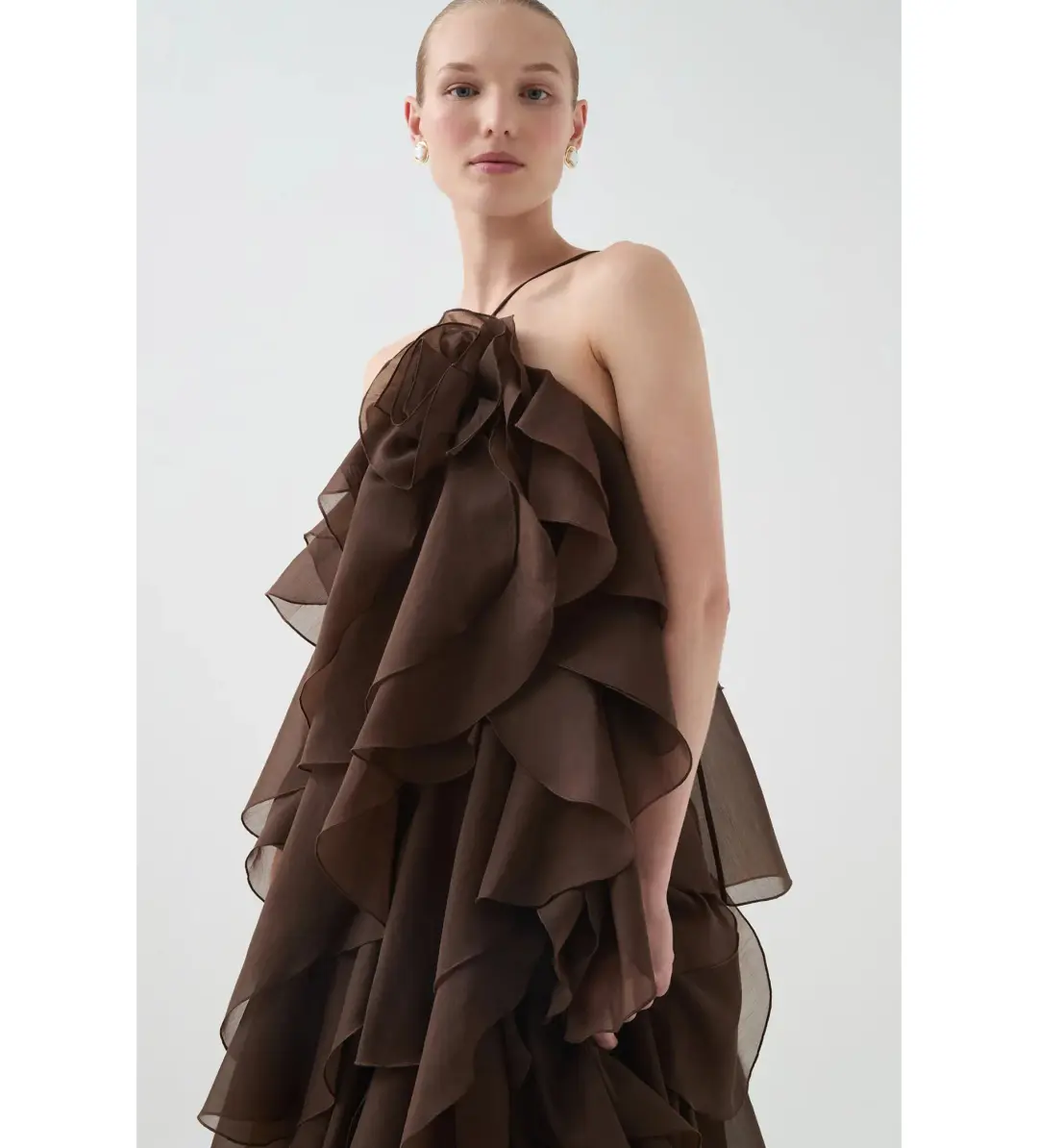 Aje Pandorea Layered Maxi Dress Carob  10 for rent on The Volte - main image