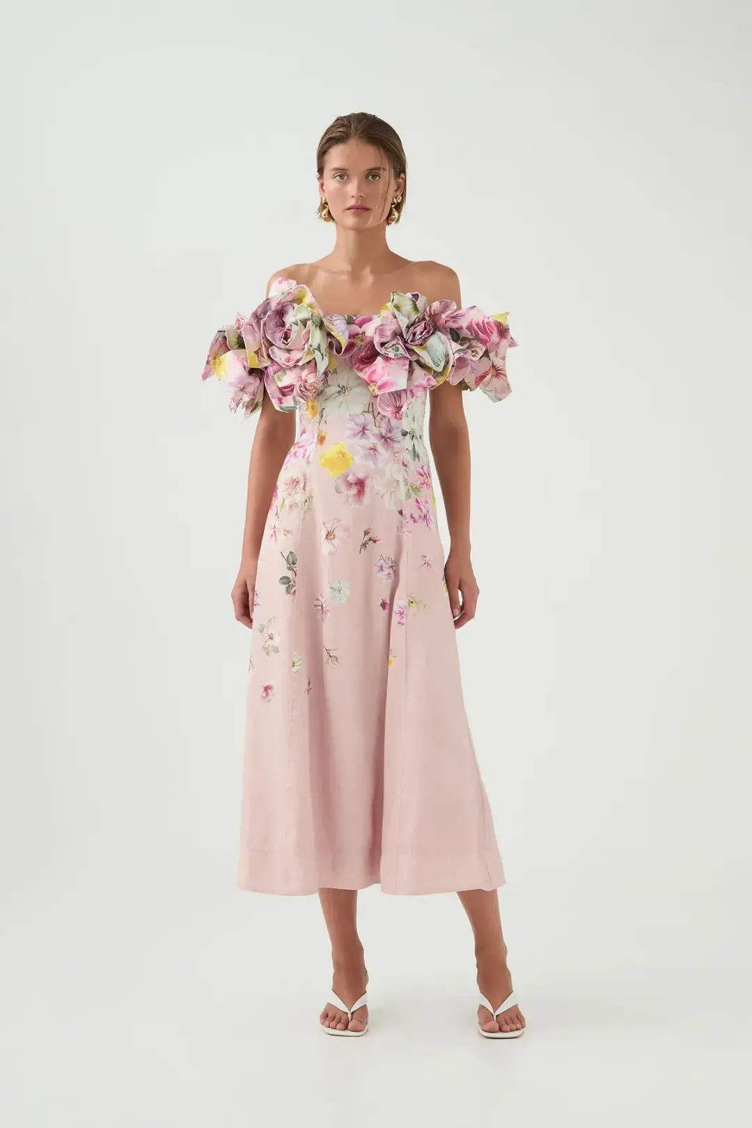 Aje Misha Maxi Dress Floral Pink Size 6 for rent on The Volte - main image