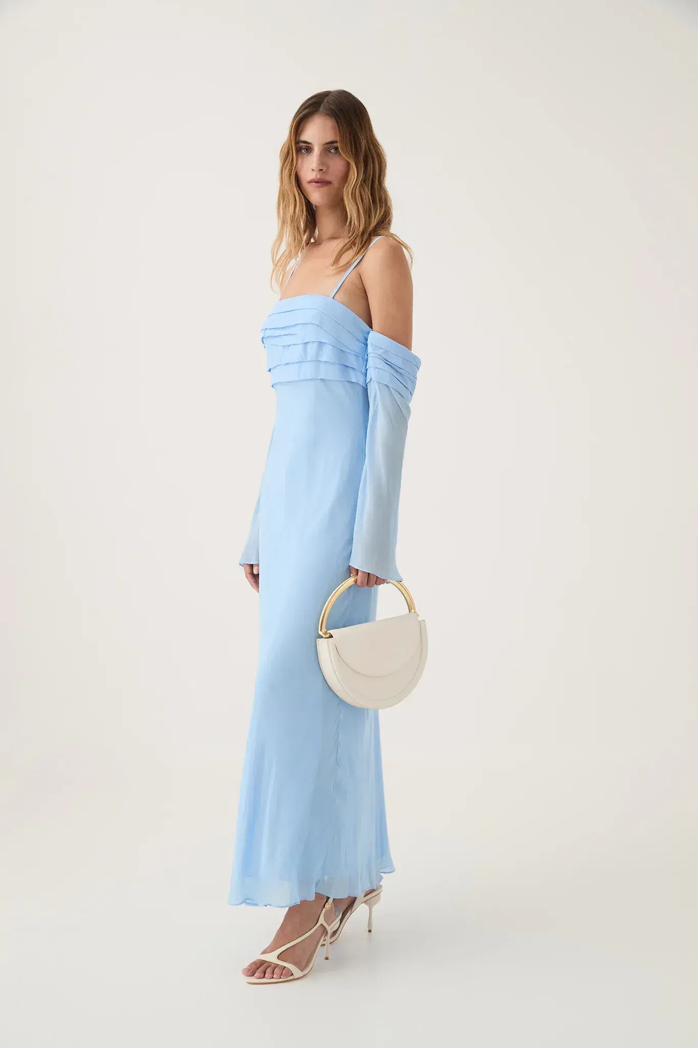 Aje Minette Chiffon Midi Dress in Powder Blue Size AU 4 - Image 2