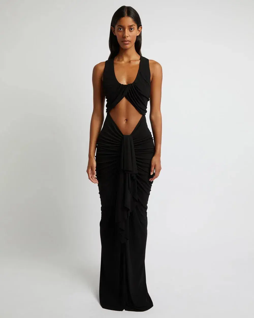Christopher Esber Vivenda Drape Front Maxi Dress in Black Size 10 - Image 1