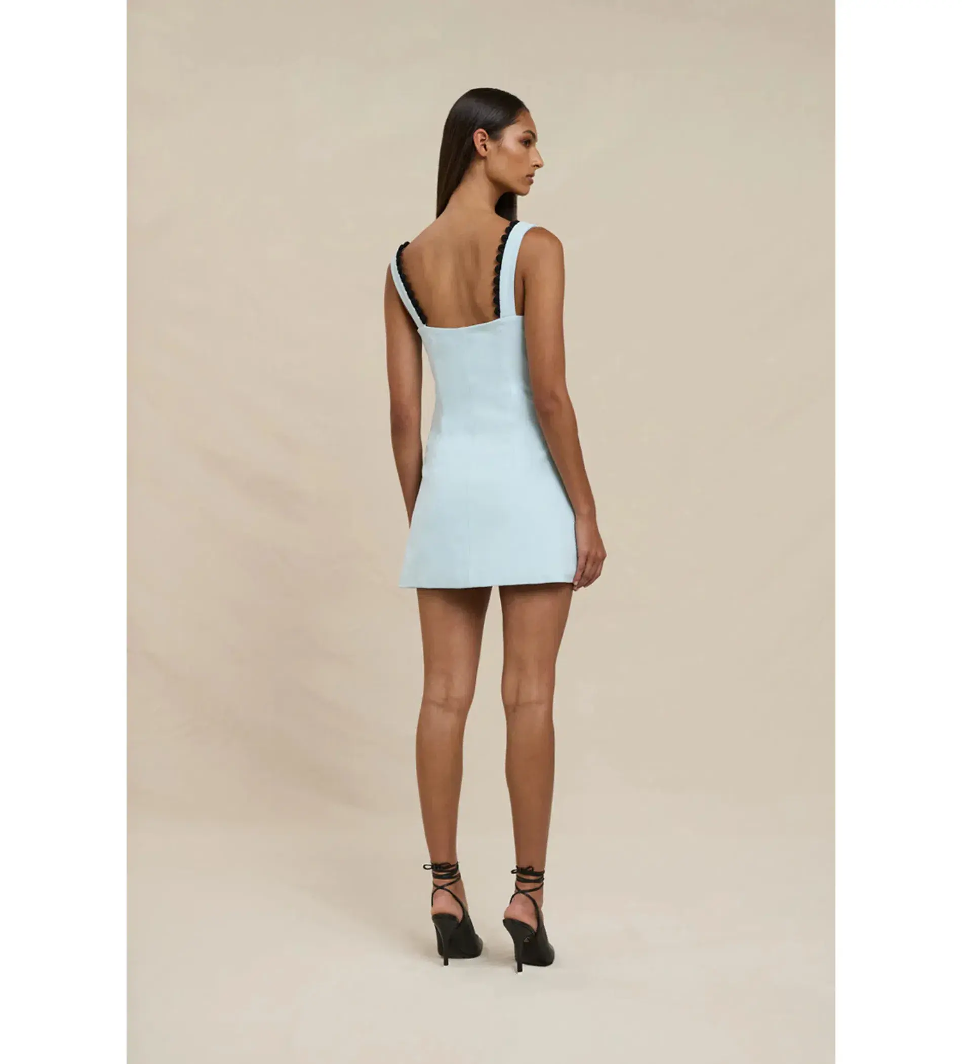 By Johnny Flower Form Mini Dress in Black Blue Size L / AU 12 - Image 3