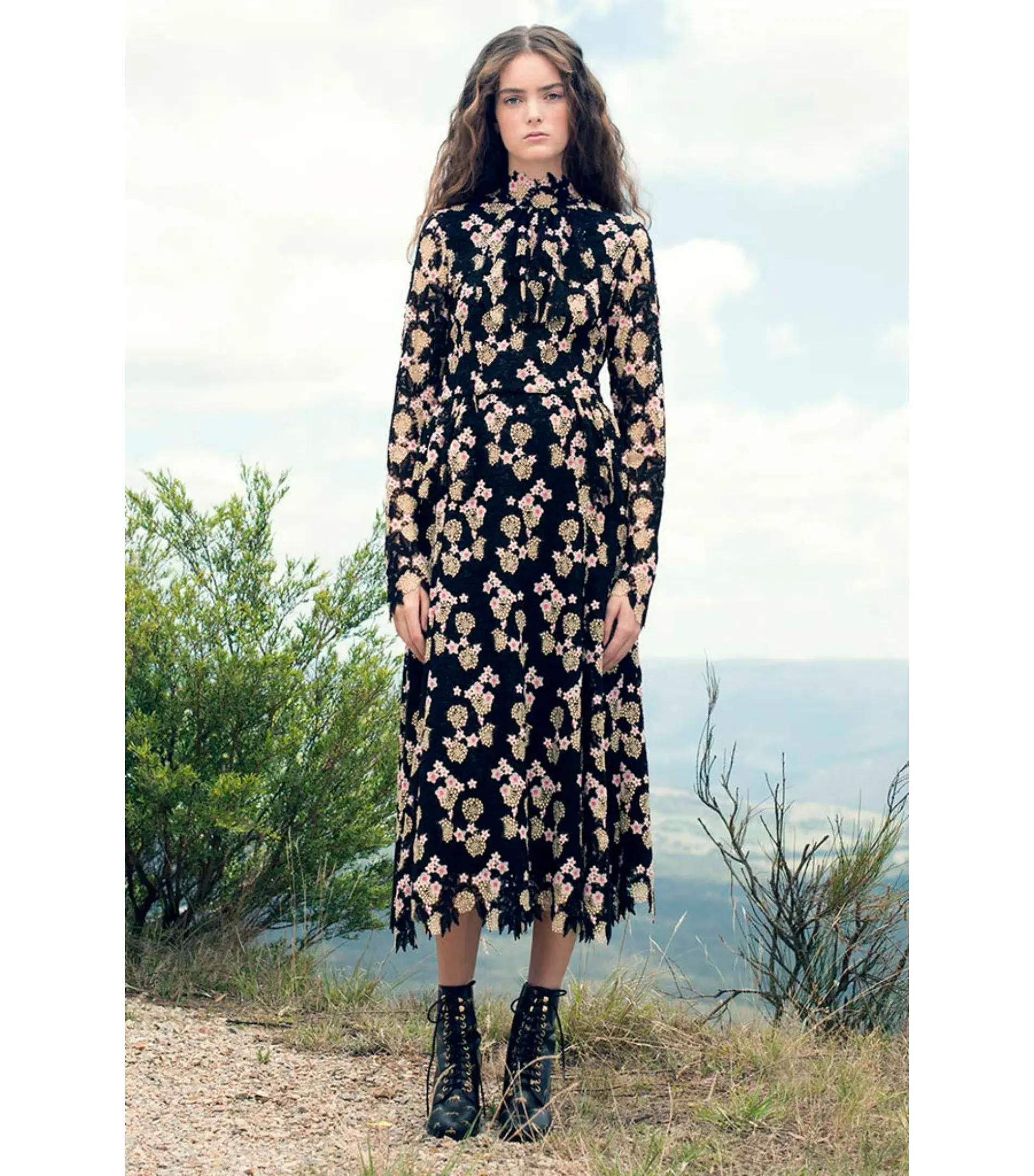 Macgraw Flannel Dress Merino Lace Floral Size AU 6  - Image 1