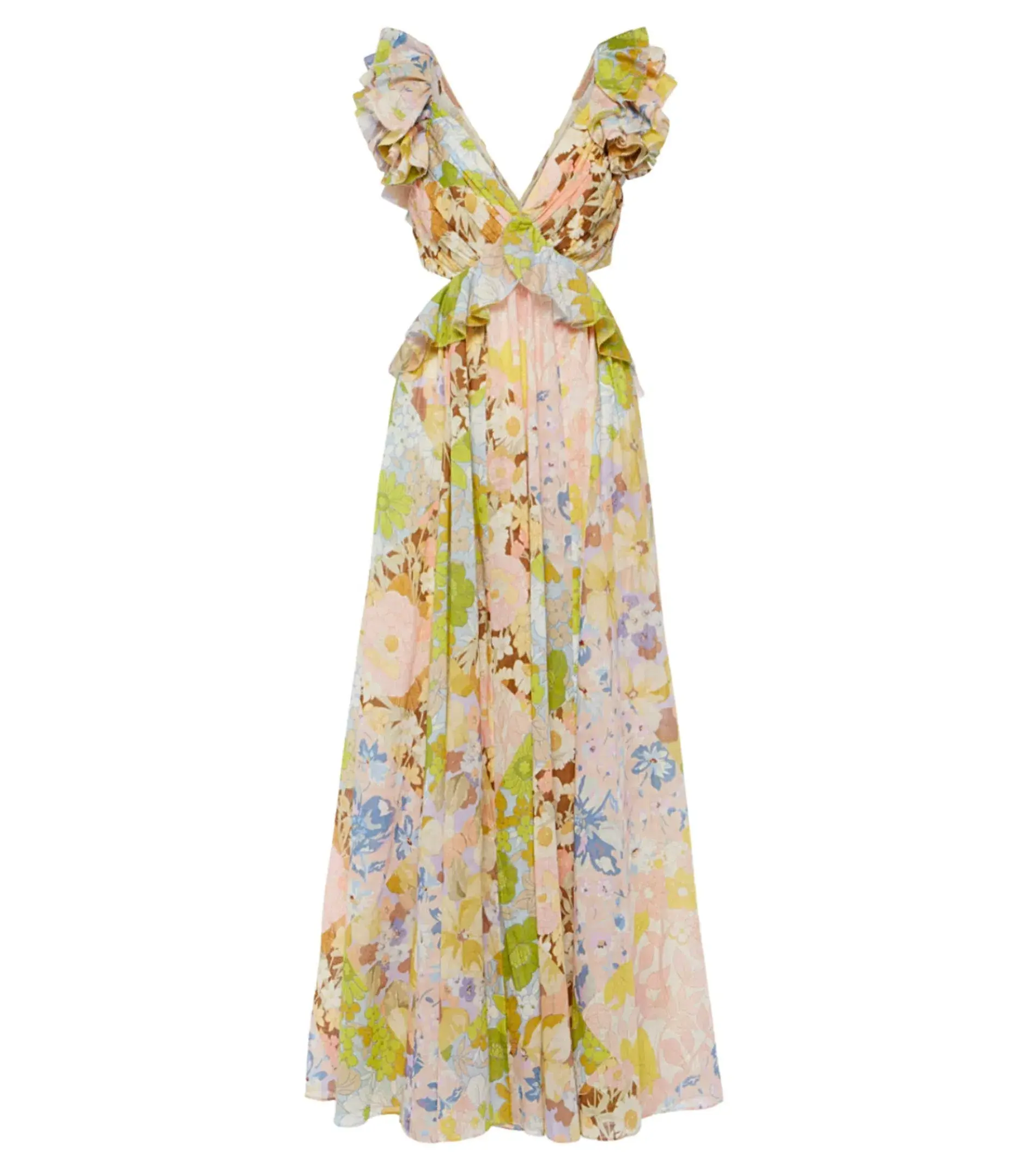 Zimmermann Pop Ruffle Sleeve Midi Dress in Patch Floral Size 0 / AU 8 - Image 5