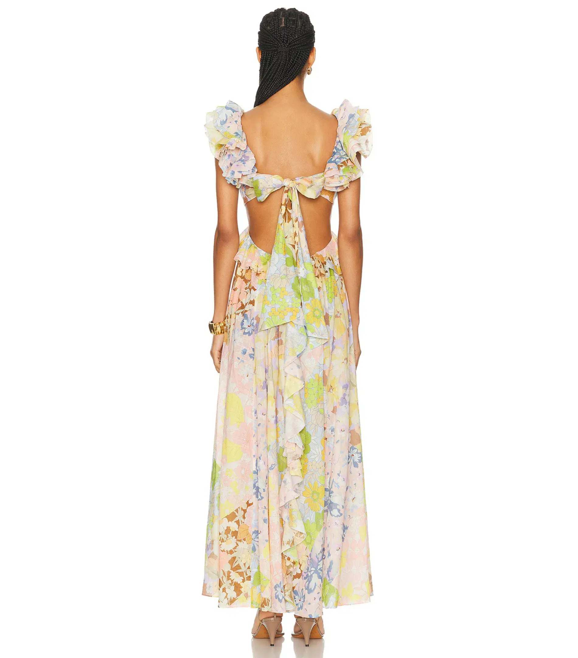 Zimmermann Pop Ruffle Sleeve Midi Dress in Patch Floral Size 0 / AU 8 - Image 3