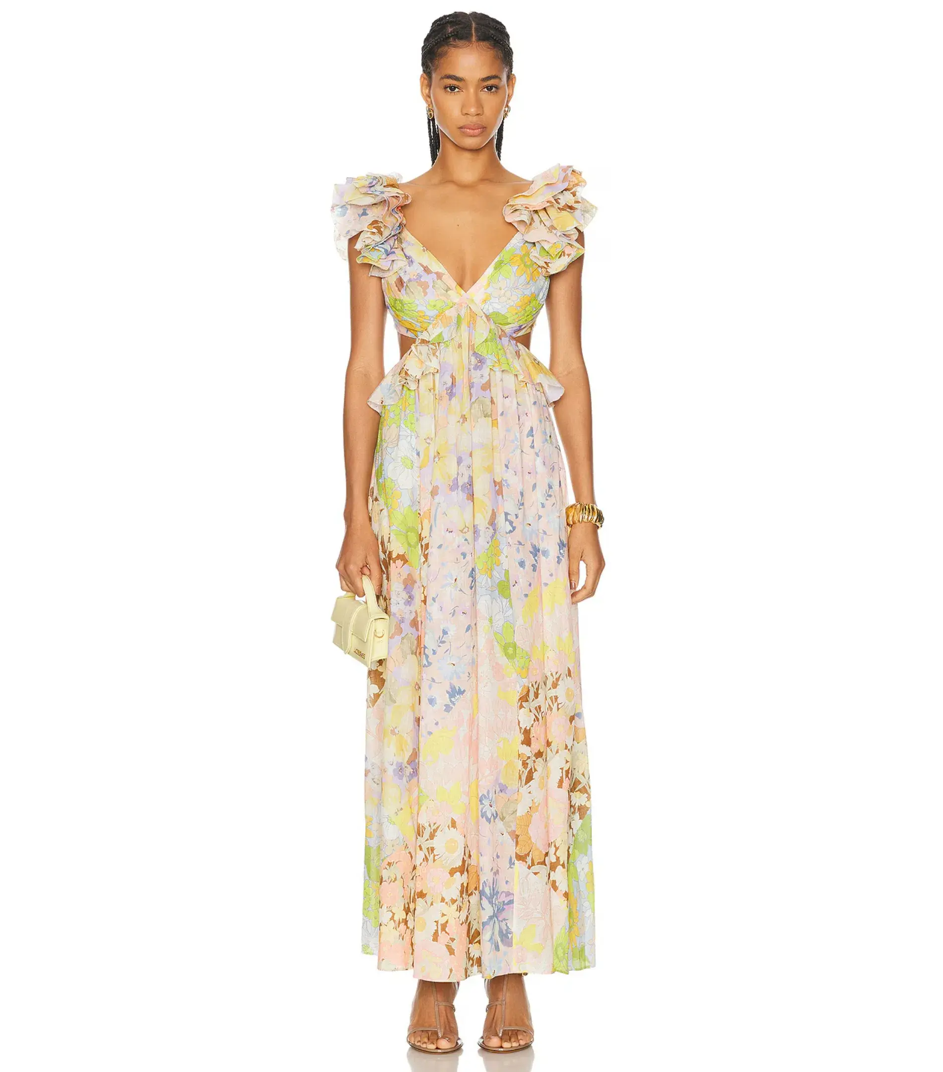 Zimmermann Pop Ruffle Sleeve Midi Dress in Patch Floral Size 0 / AU 8 - Image 1