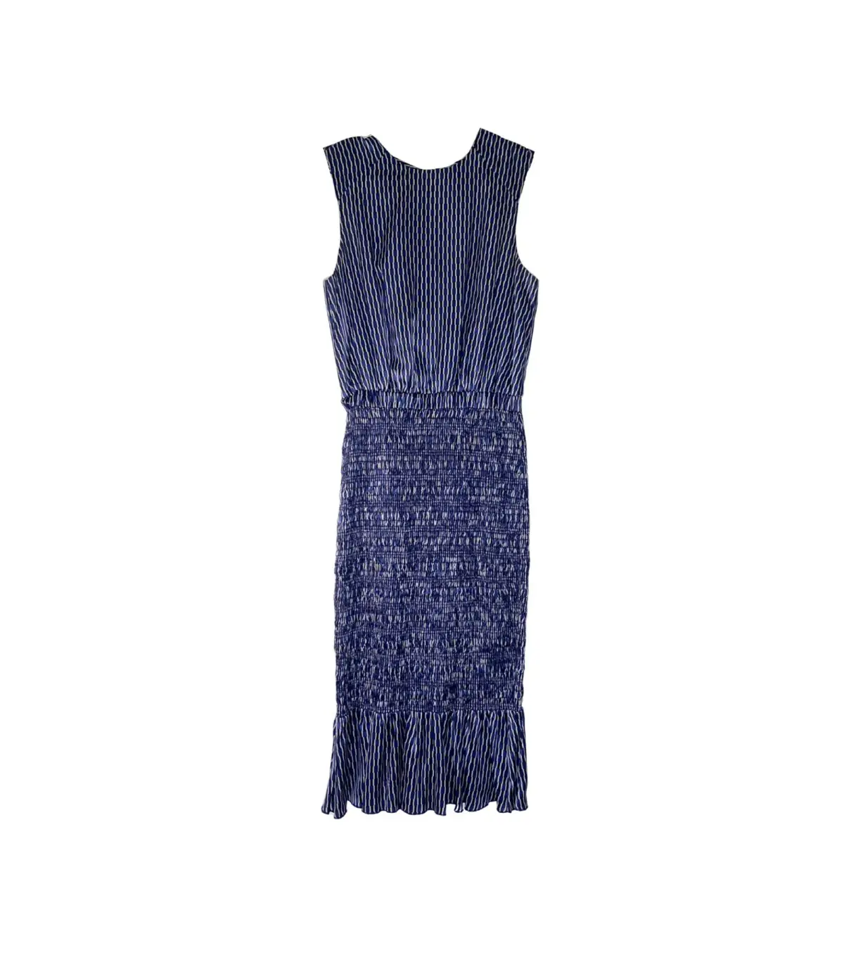 Rebecca Vallance Fitted Satin Smocked Knee Length Dress Print Size 8 - Image 1
