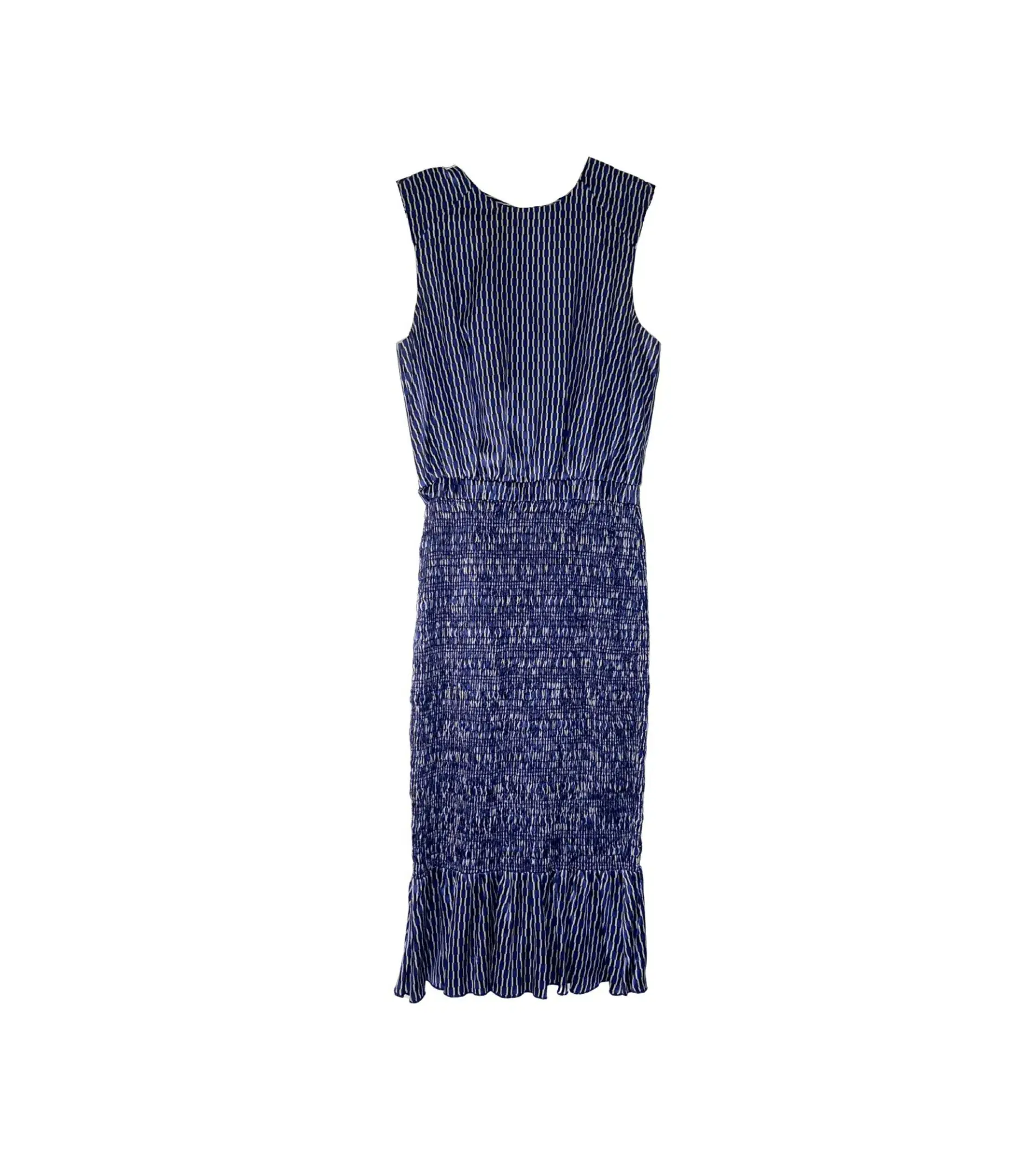Rebecca Vallance Fitted Satin Smocked Knee Length Dress Print Size 8 - Image 1