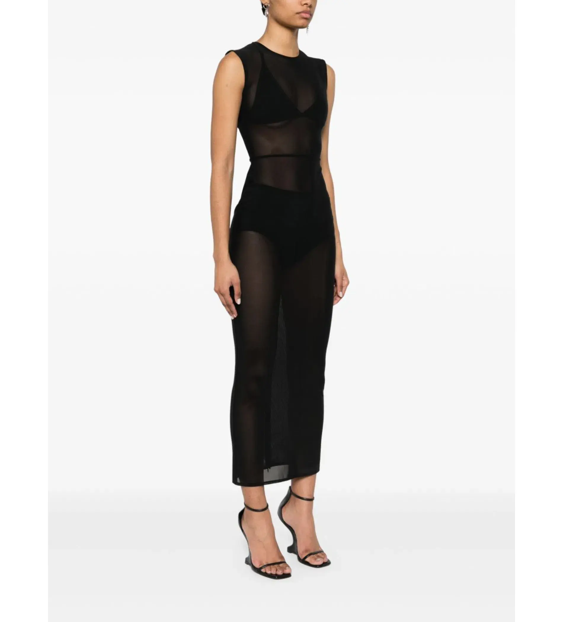 Alex Perry Sleeveless Fitted Black Lace Detail Midi Dress in  Black Size AU 6 - Image 2