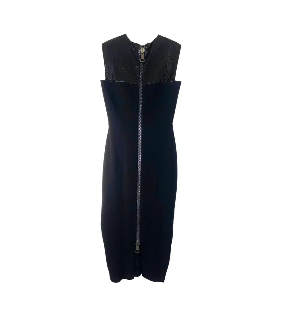 Alex Perry Sleeveless Fitted Black Lace Detail Midi Dress in  Black Size AU 6 - Image 4