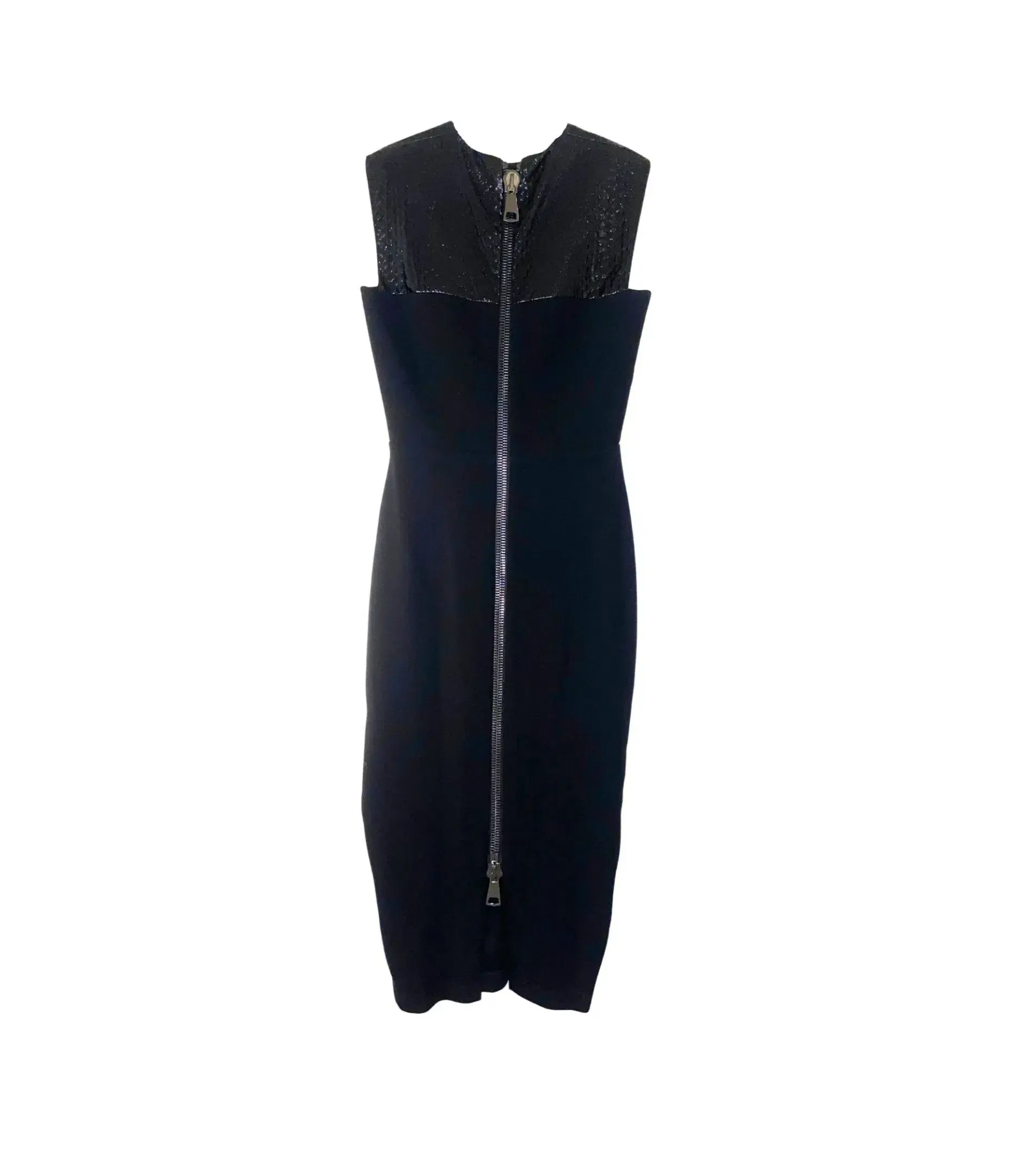 Alex Perry Sleeveless Fitted Black Lace Detail Midi Dress in  Black Size AU 6 - Image 4
