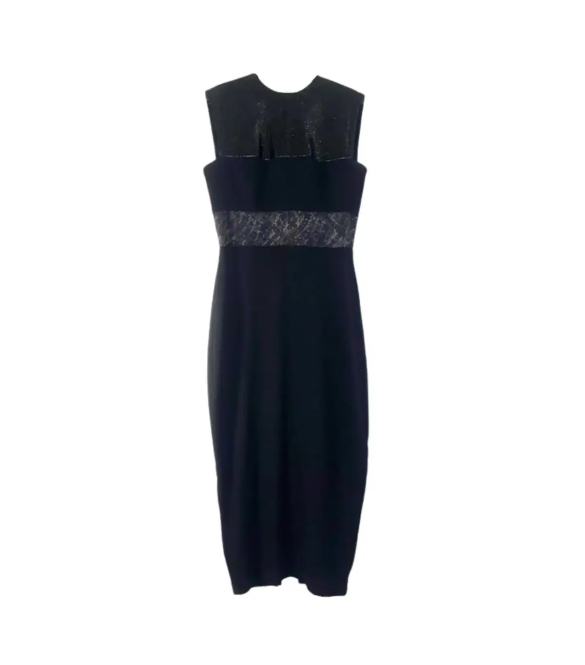 Alex Perry Sleeveless Fitted Black Lace Detail Midi Dress in  Black Size AU 6 - Image 5