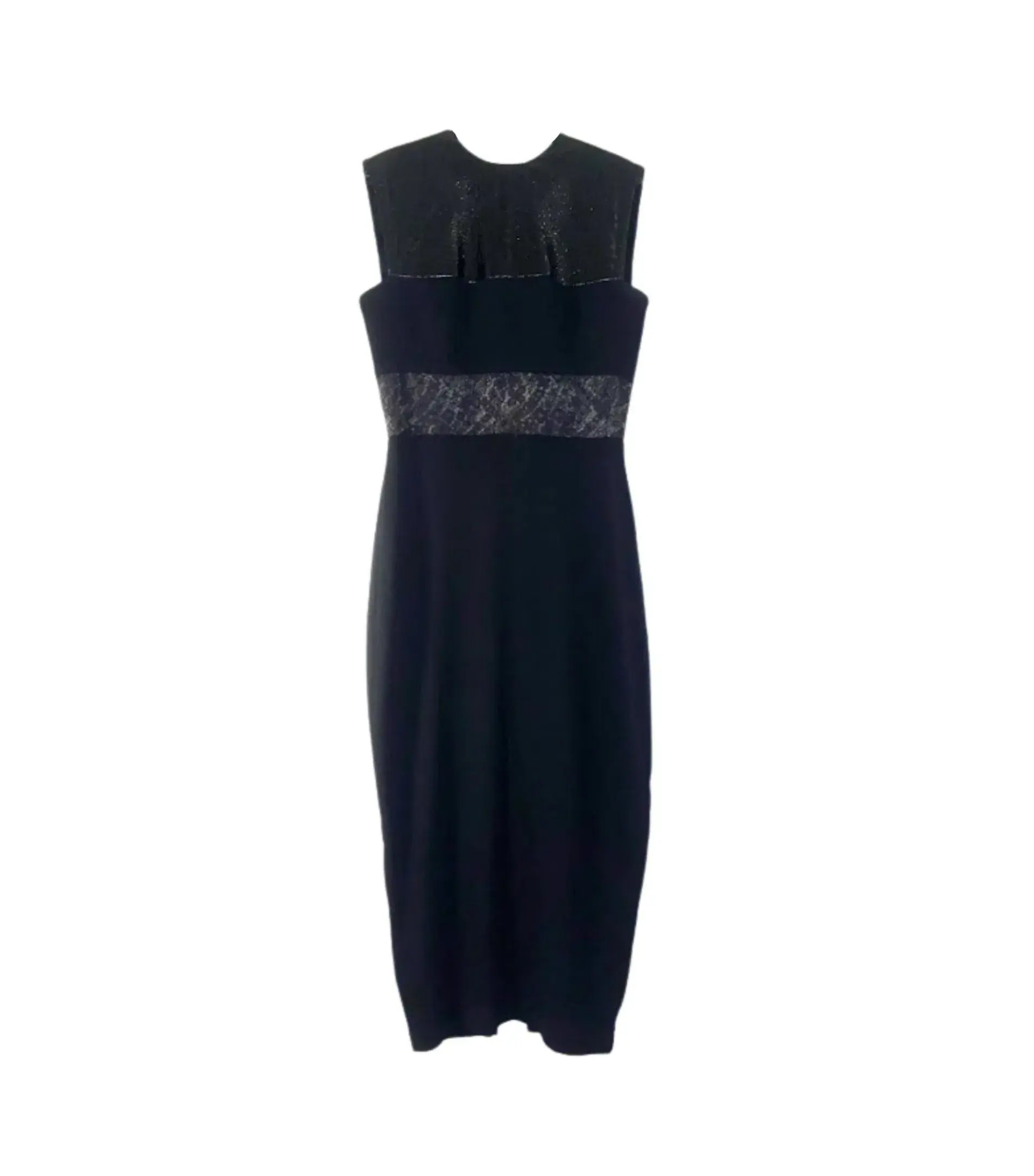 Alex Perry Sleeveless Fitted Black Lace Detail Midi Dress in  Black Size AU 6 - Image 5