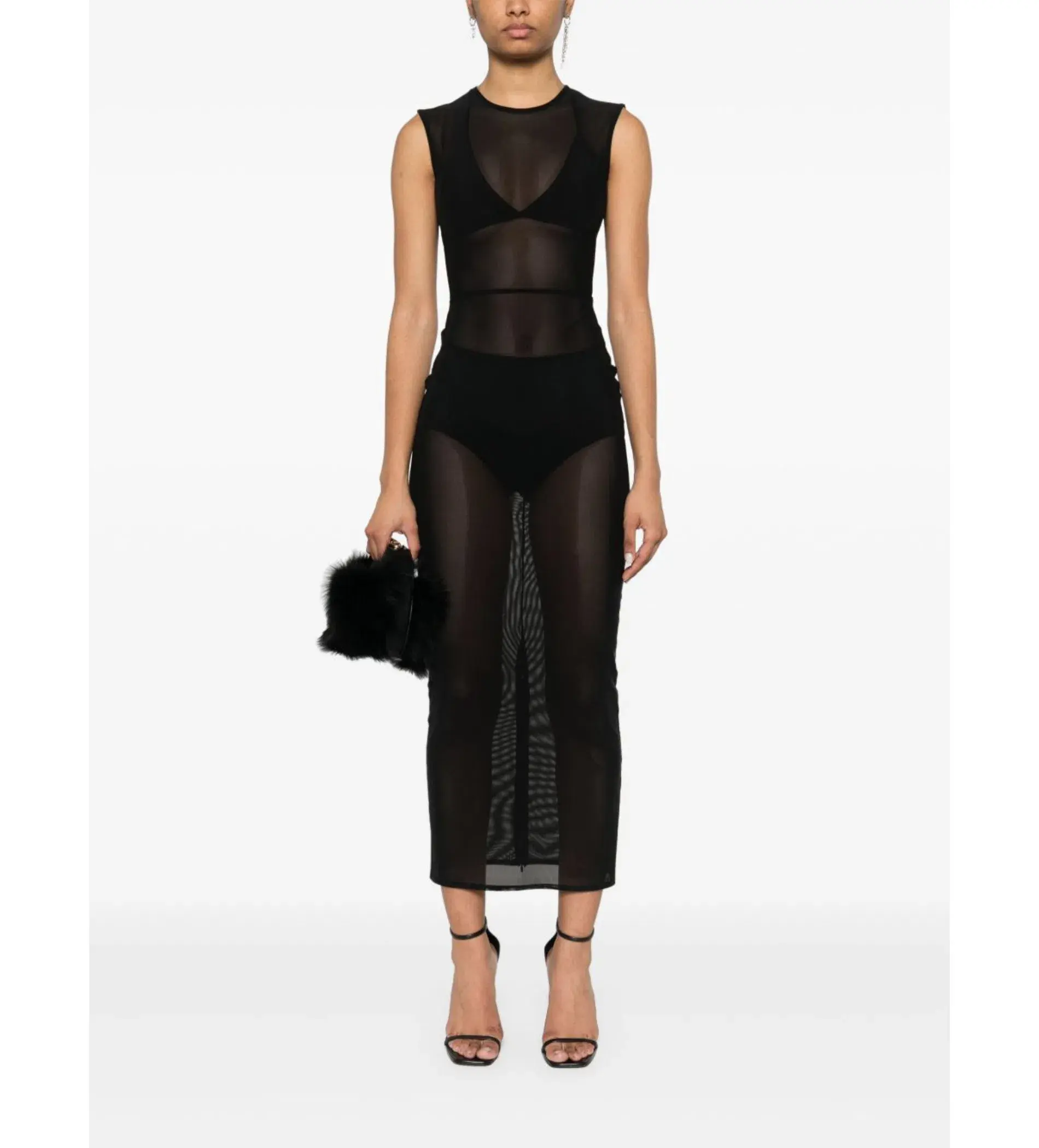 Alex Perry Sleeveless Fitted Black Lace Detail Midi Dress in  Black Size AU 6 - Image 1