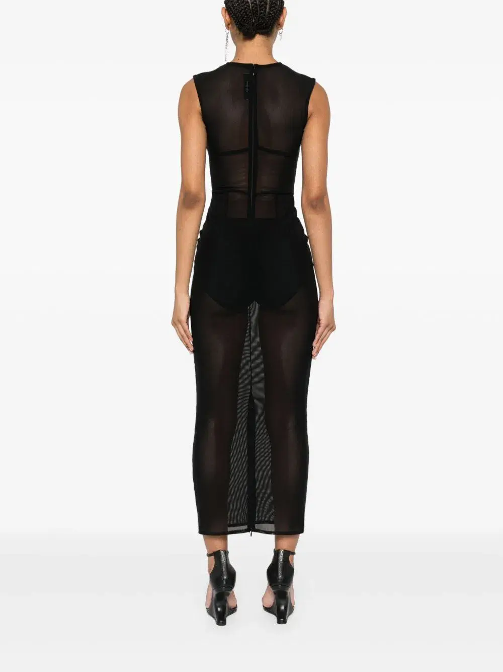 Alex Perry Sleeveless Fitted Black Lace Detail Midi Dress in  Black Size AU 6 - Image 3