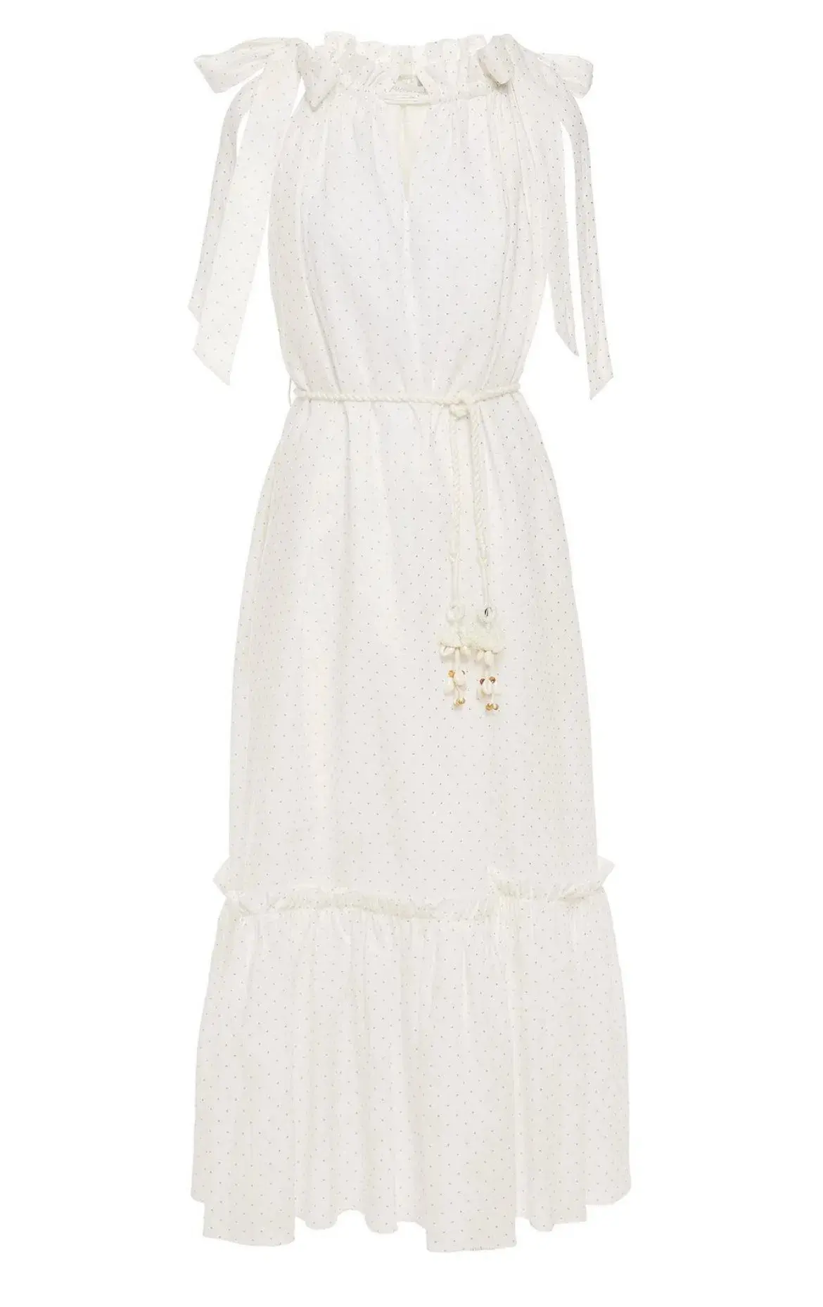 Zimmermann Zinnia Metallic Polka Dot Linen Midi Dress Size AU 8 - Image 4