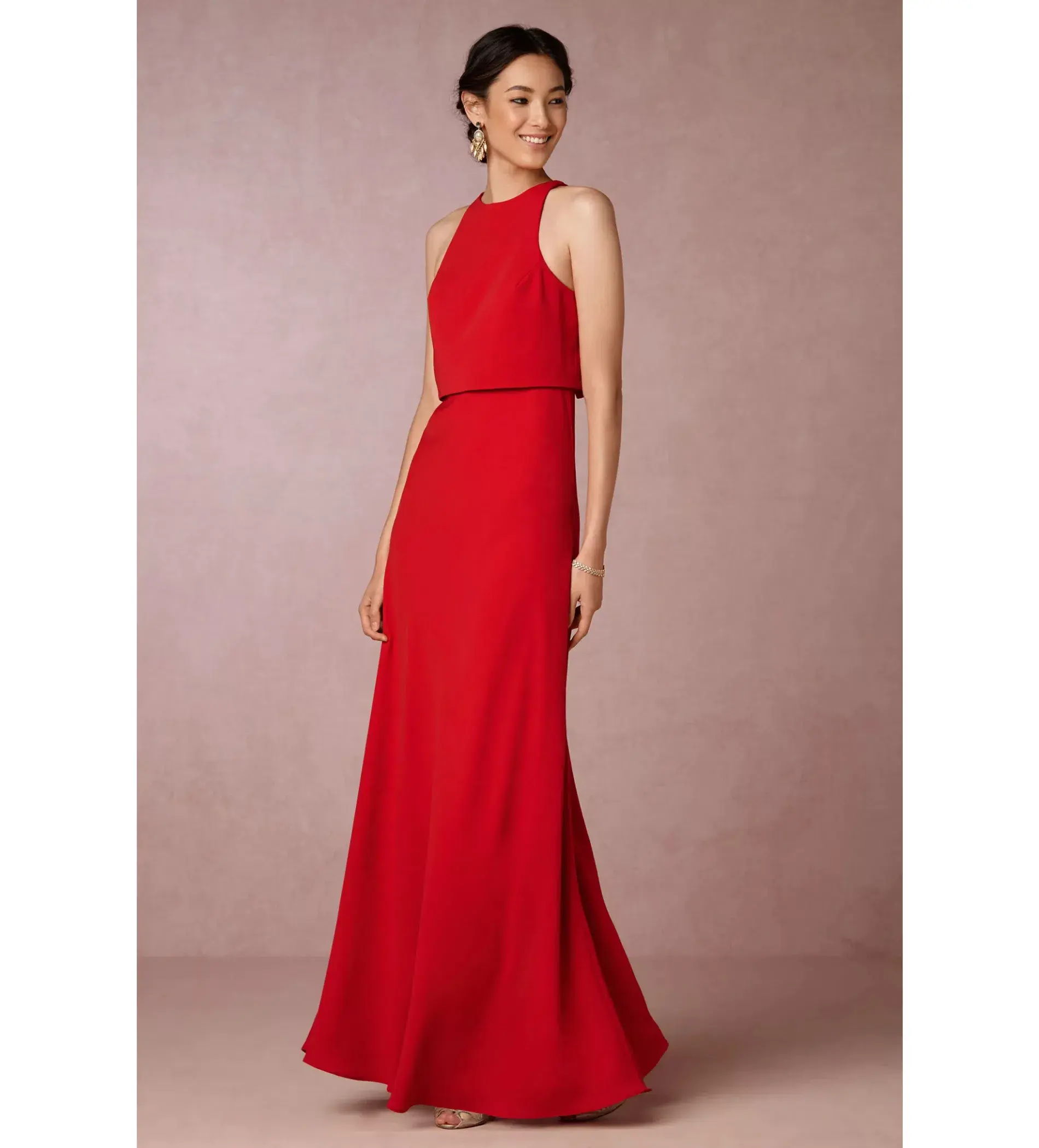 Jill Stuart Iva Crepe Maxi Dress in Red Size AU 10 - Image 1