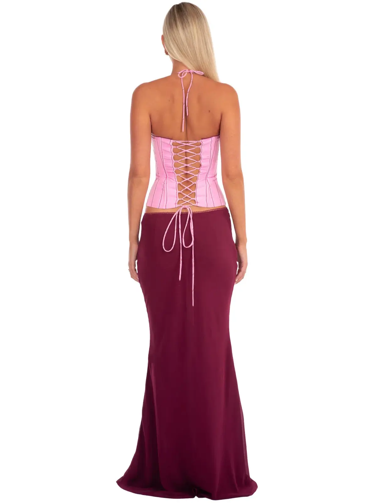 I am Delilah Angelina Corset & Maxi Skirt Set in Sangria/Pink Size S / AU 8 - Image 3