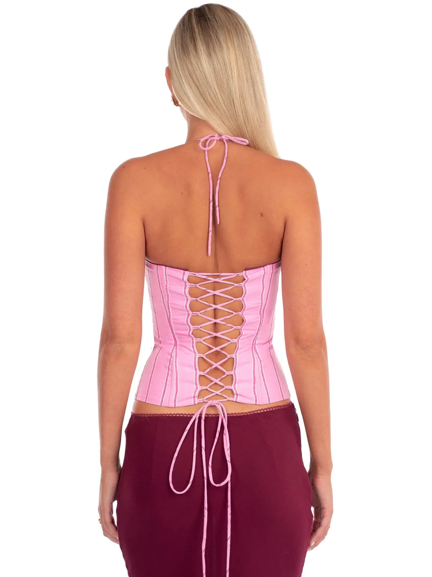 I am Delilah Angelina Corset & Maxi Skirt Set in Sangria/Pink Size S / AU 8 - Image 4