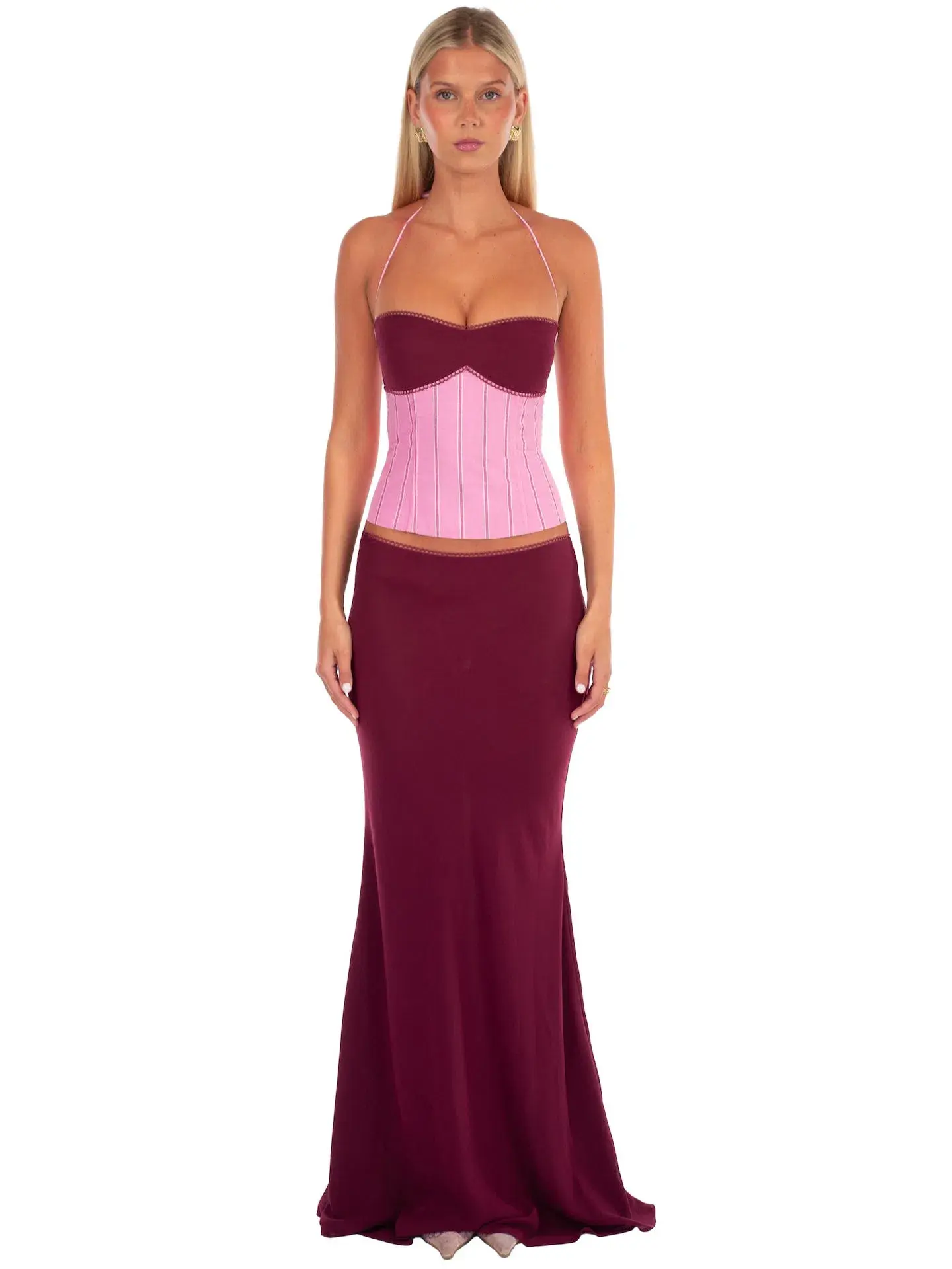 I am Delilah Angelina Corset & Maxi Skirt Set in Sangria/Pink Size S / AU 8 - Image 1