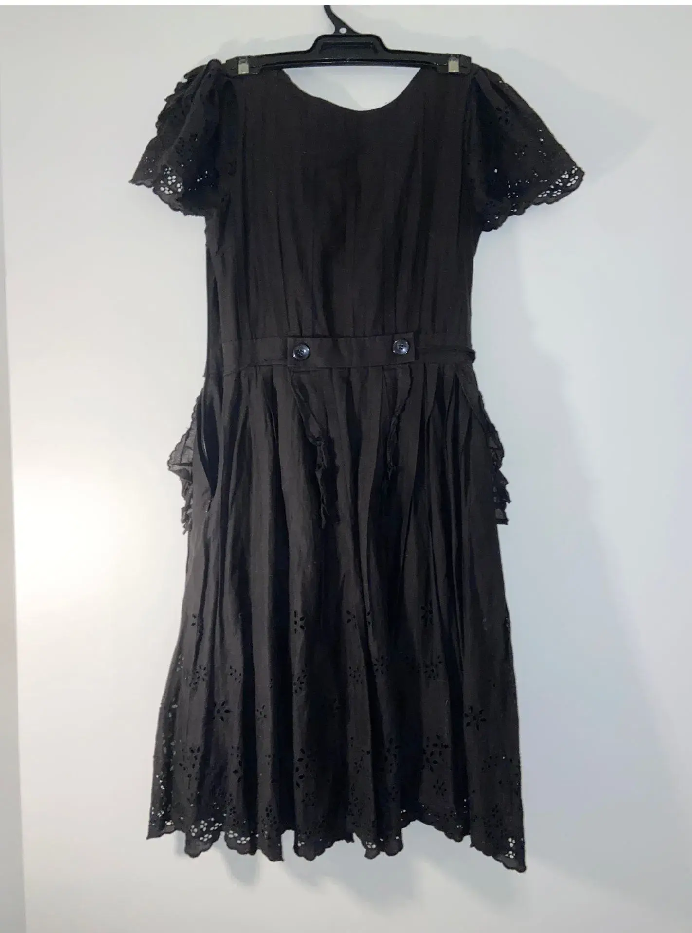 Collette Dinnigan Vintage Cotton Day Dress Black Size 6/XS - Image 2