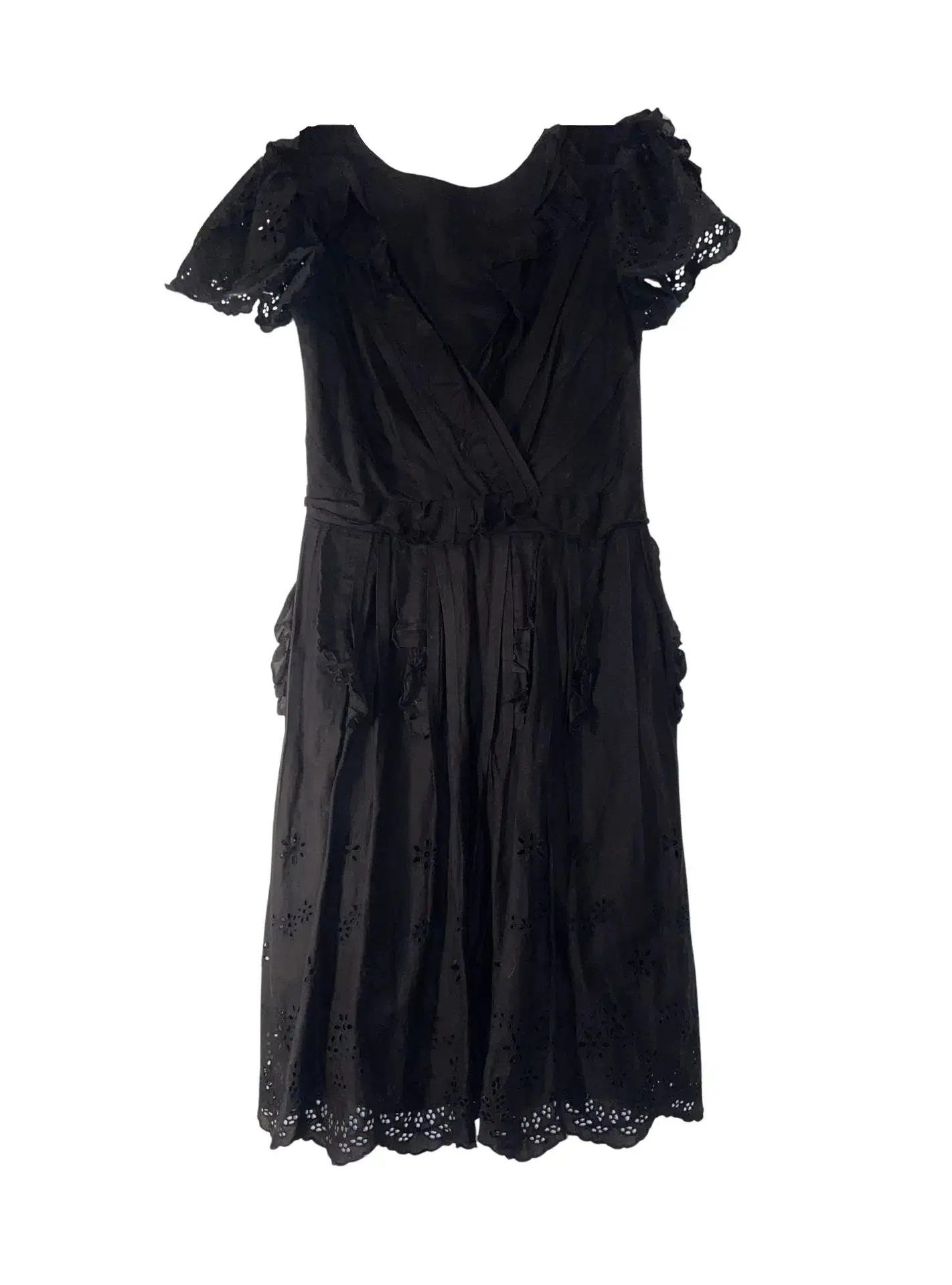 Collette Dinnigan Vintage Cotton Day Dress Black Size 6/XS - Image 1