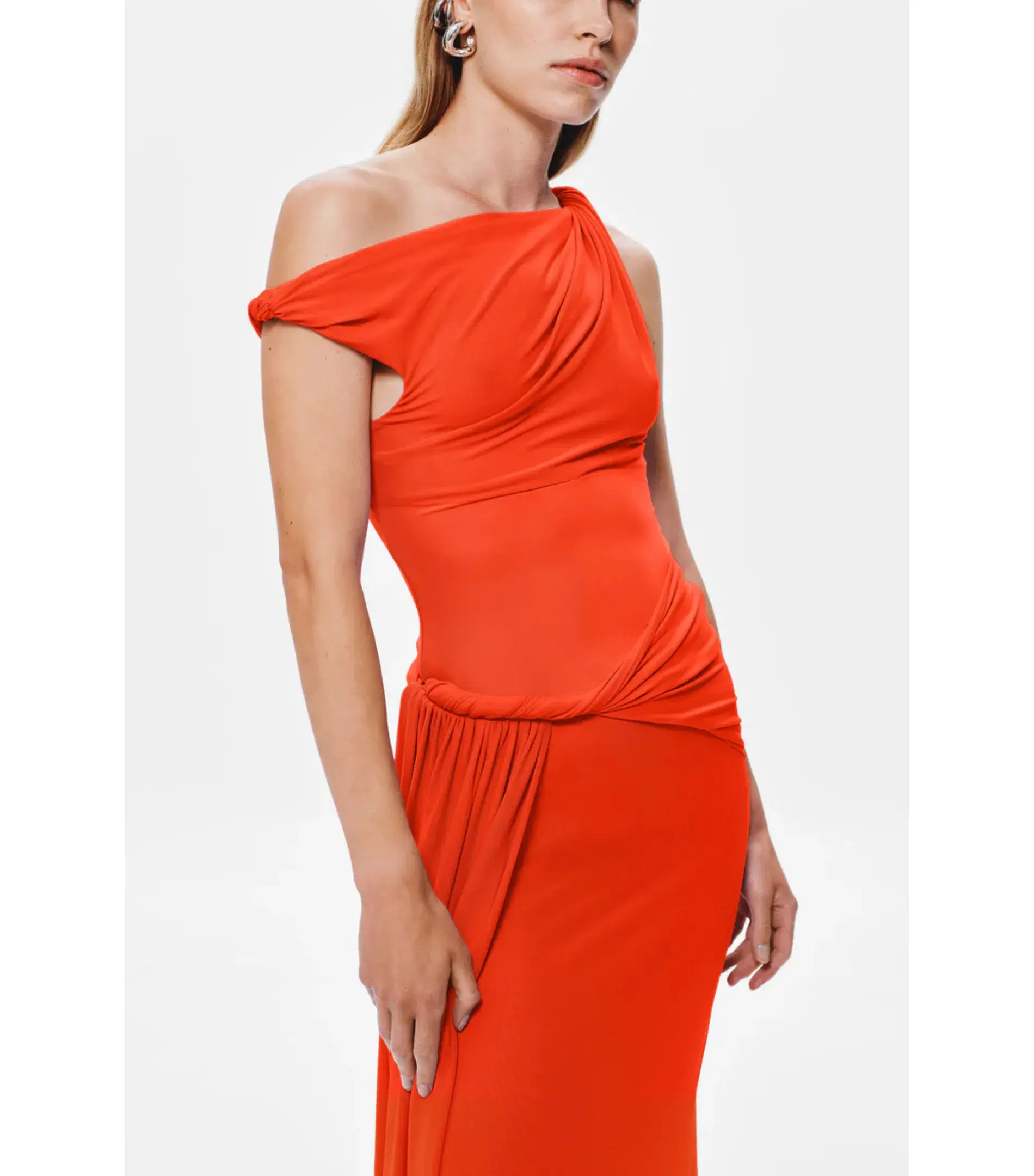 Misha Sisal Mesh Maxi Dress Chilli Red Size 10/M - Image 4