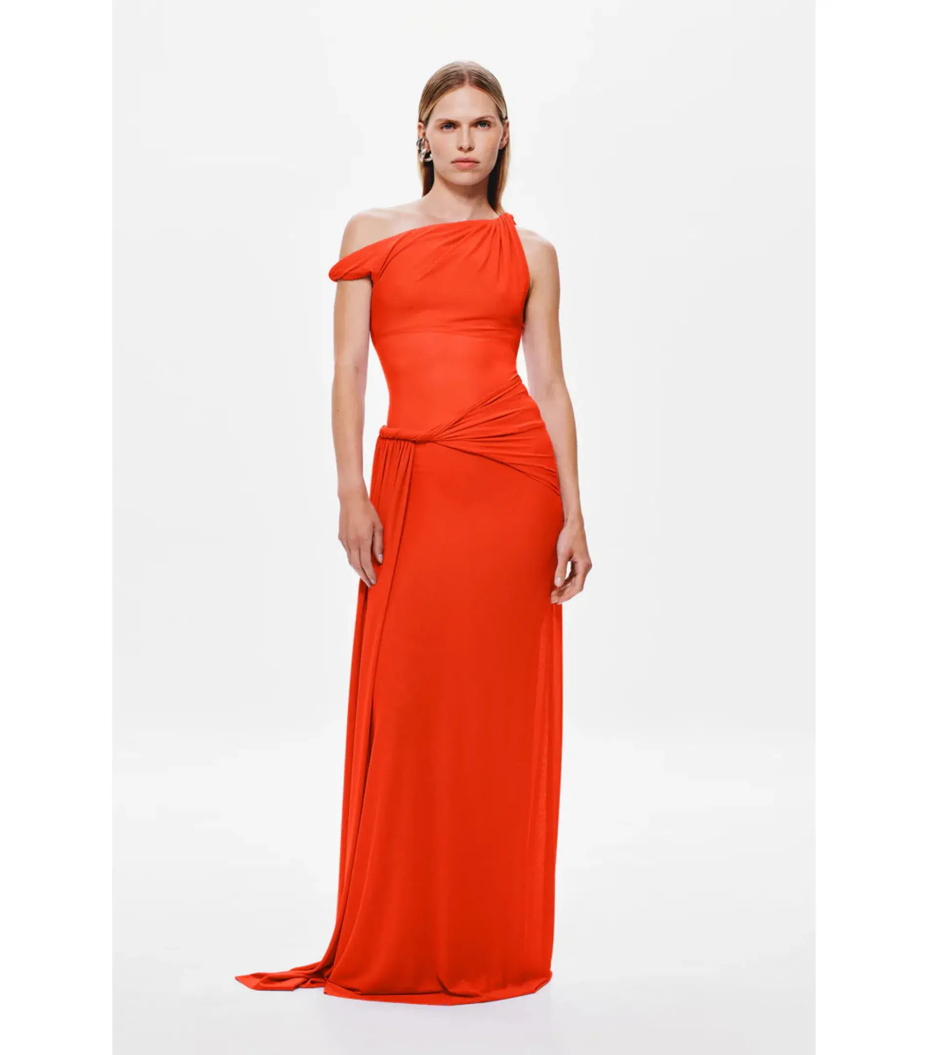 Misha Sisal Mesh Maxi Dress Chilli Red Size 10/M - Image 1