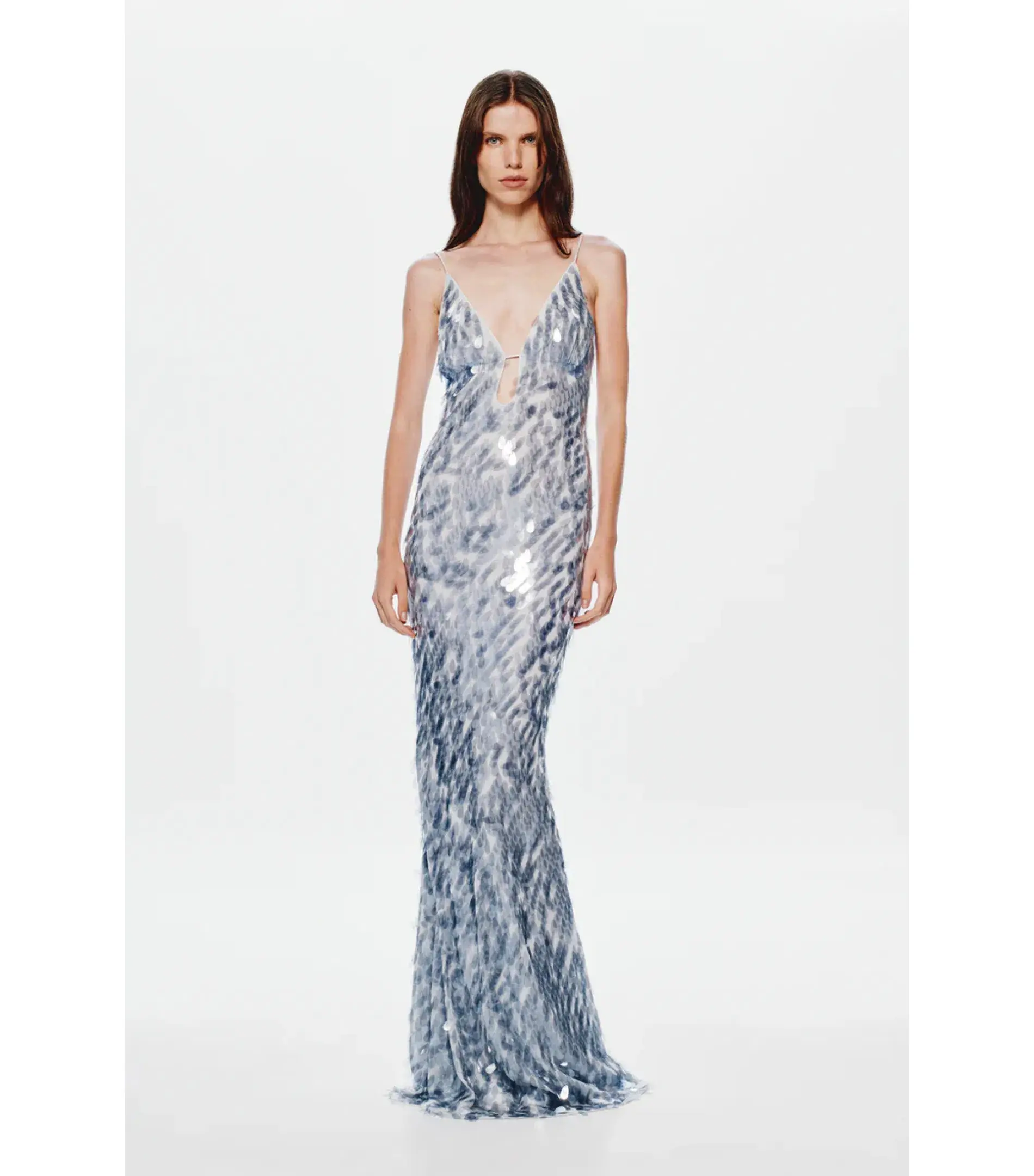 Misha Sapphire Sequin Maxi Dress Grey Size 12/L - Image 3