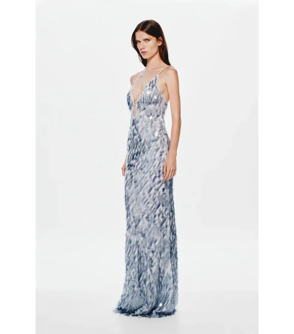 Misha Sapphire Sequin Maxi Dress Grey Size 12/L - Image 2