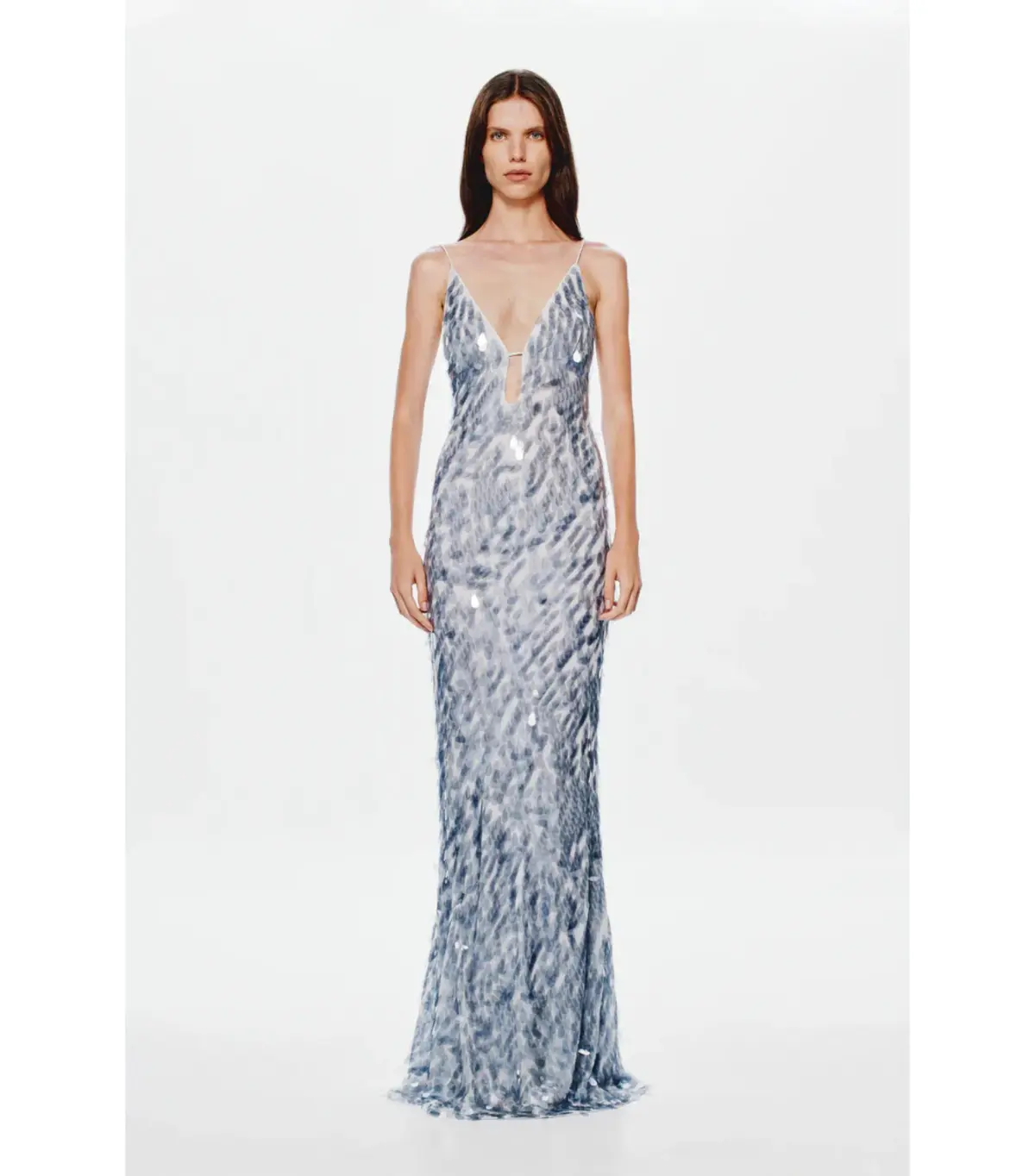 Misha Sapphire Sequin Maxi Dress Grey Size 12/L - Image 4